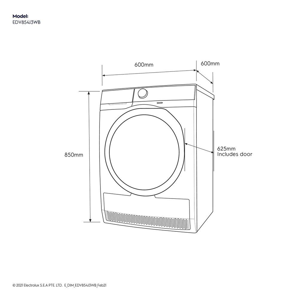 Electrolux 8.5 Kg Fully Automatic Front Load Dryer (UltimateCare 300, EDV854J3WB, ReverseTumbling, White)_15