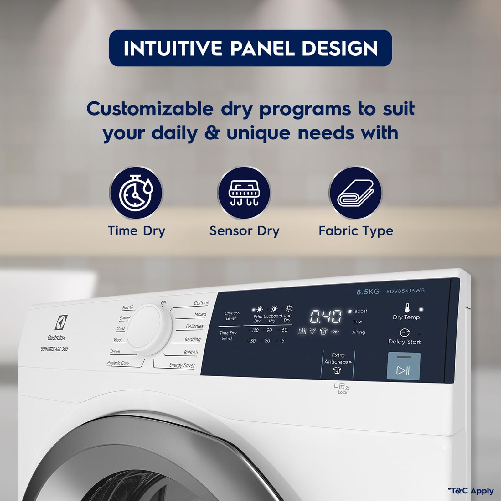 Electrolux 8.5 Kg Fully Automatic Front Load Dryer (UltimateCare 300, EDV854J3WB, ReverseTumbling, White)_20