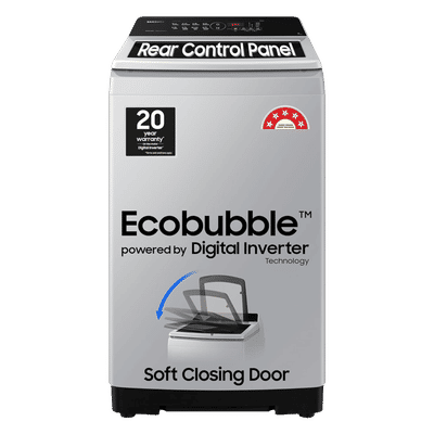SAMSUNG 7 Kg 5 Star Inverter Fully Automatic Top Load Washing Machine (WA70BG4441YYTL, Ecobubble Technology, Lavender Grey)