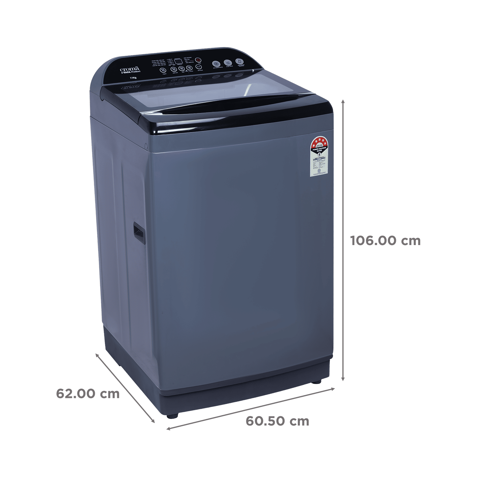 Croma 11 kg 5 Star Inverter Fully Automatic Top Load Washing Machine ( In-built Heater, Mid Black)_3