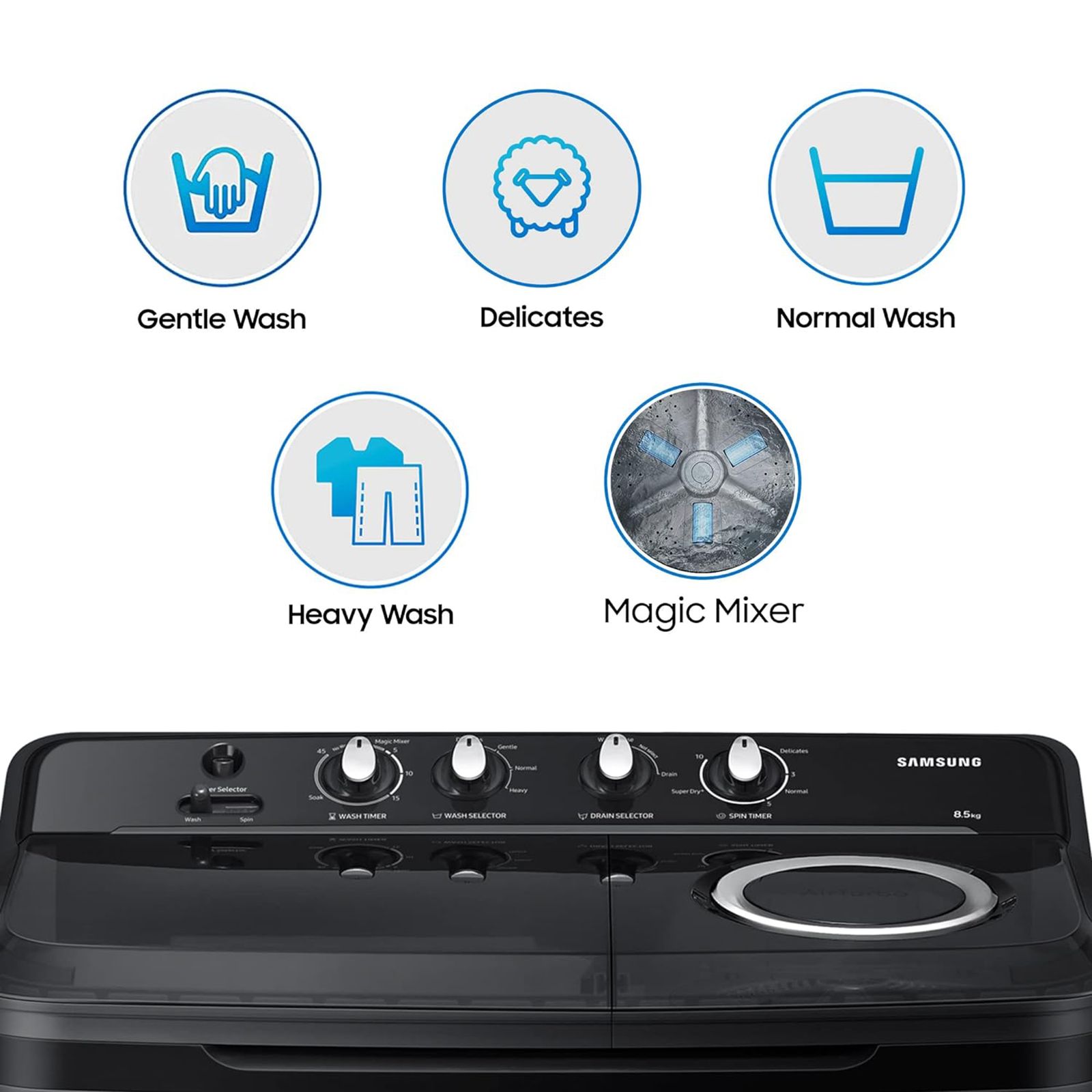 SAMSUNG 8.5 kg 5 Star Semi Automatic Washing Machine with Air Turbo Drying System (WT85B4200GD/TL, Dark Grey)_17
