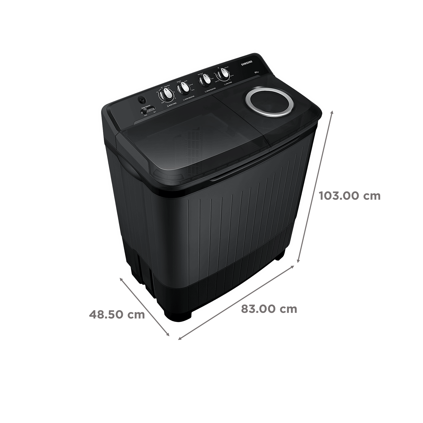SAMSUNG 8.5 kg 5 Star Semi Automatic Washing Machine with Air Turbo Drying System (WT85B4200GD/TL, Dark Grey)_3