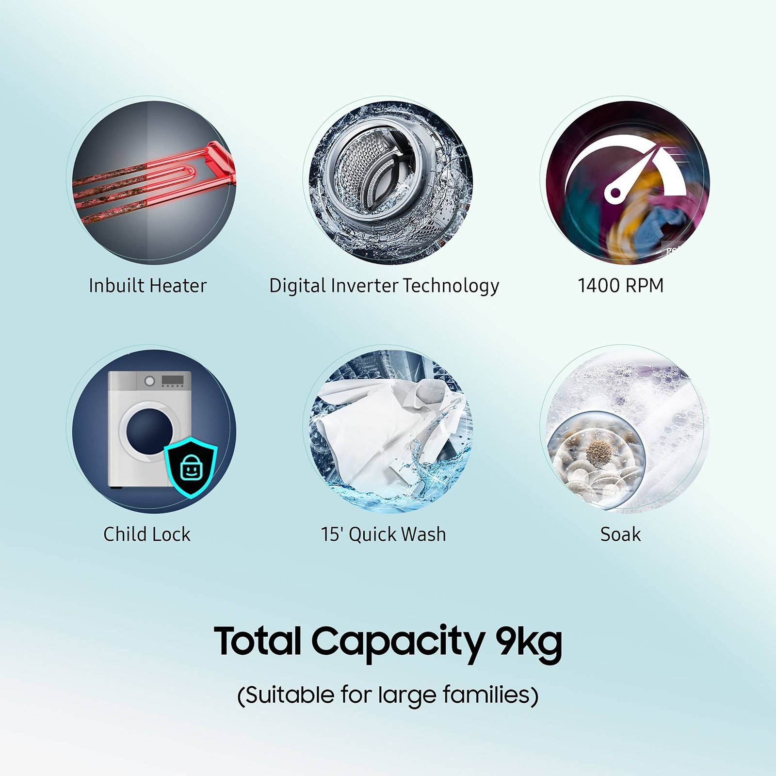 SAMSUNG 9 kg 5 Star Inverter Fully Automatic Front Load Washing Machine (WW90T4040CX1TL, Hygiene Steam, Inox)_10
