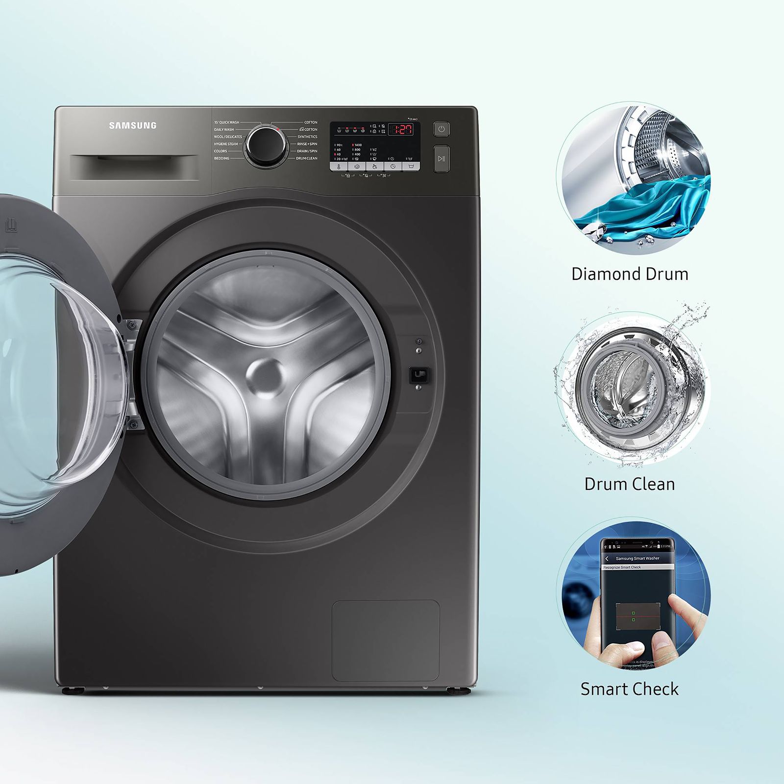 SAMSUNG 9 kg 5 Star Inverter Fully Automatic Front Load Washing Machine (WW90T4040CX1TL, Hygiene Steam, Inox)_11