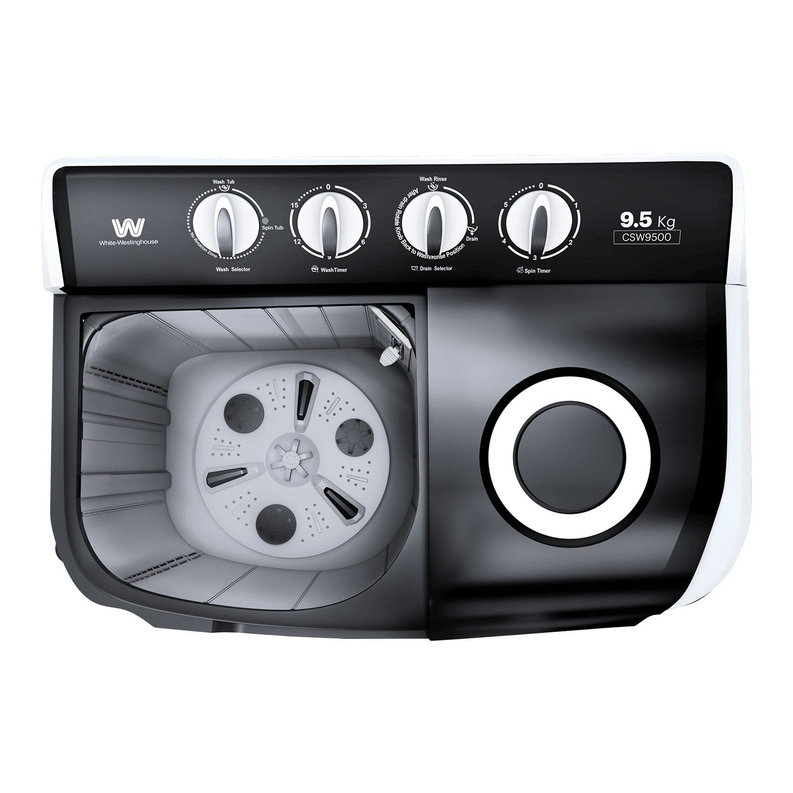 White Westinghouse 9.5 kg Semi Automatic Washing Machine with Robust Motor (CSW9500, Grey) White Westinghouse 9.5 kg Semi Automatic Washing Machine with Robust Motor (CSW9500, Grey)_4