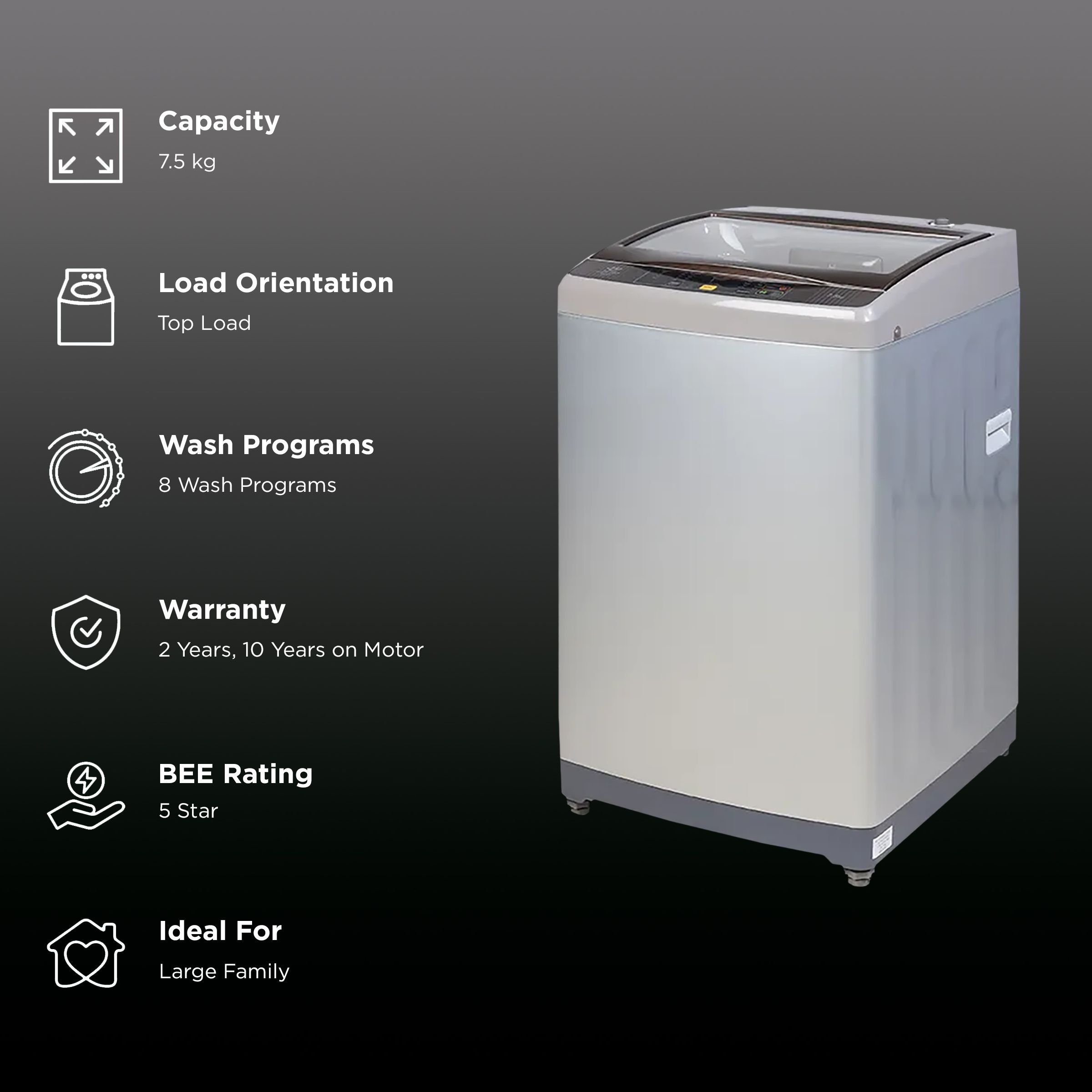 Haier 7.5 Kg 5 Star Fully Automatic Top Load Washing Machine (HWM75-708S5NZP, Oceanus Wave Drum, Brown Grey) Haier 7.5 Kg 5 Star Fully Automatic Top Load Washing Machine (HWM75-708S5NZP, Oceanus Wave Drum, Brown Grey)_2