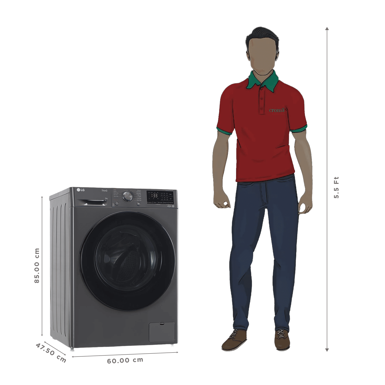 LG 8 Kg 5 Star Inverter Fully Automatic Front Load Washing Machine (FHP1208A5M.AMBQEIL, In-built Heater, Middle Black) LG 8 Kg 5 Star Inverter Fully Automatic Front Load Washing Machine (FHP1208A5M.AMBQEIL, In-built Heater, Middle Black)_3