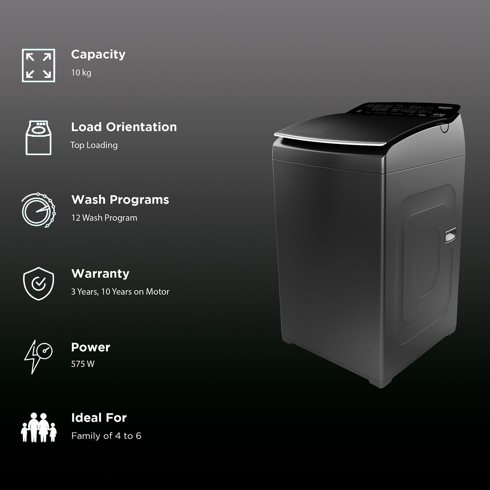 Whirlpool 10 kg Fully Automatic Top Load Washing Machine (BW Pro, 31593, 6th Sense Technology, Graphite) Whirlpool 10 kg Fully Automatic Top Load Washing Machine (BW Pro, 31593, 6th Sense Technology, Graphite)_2