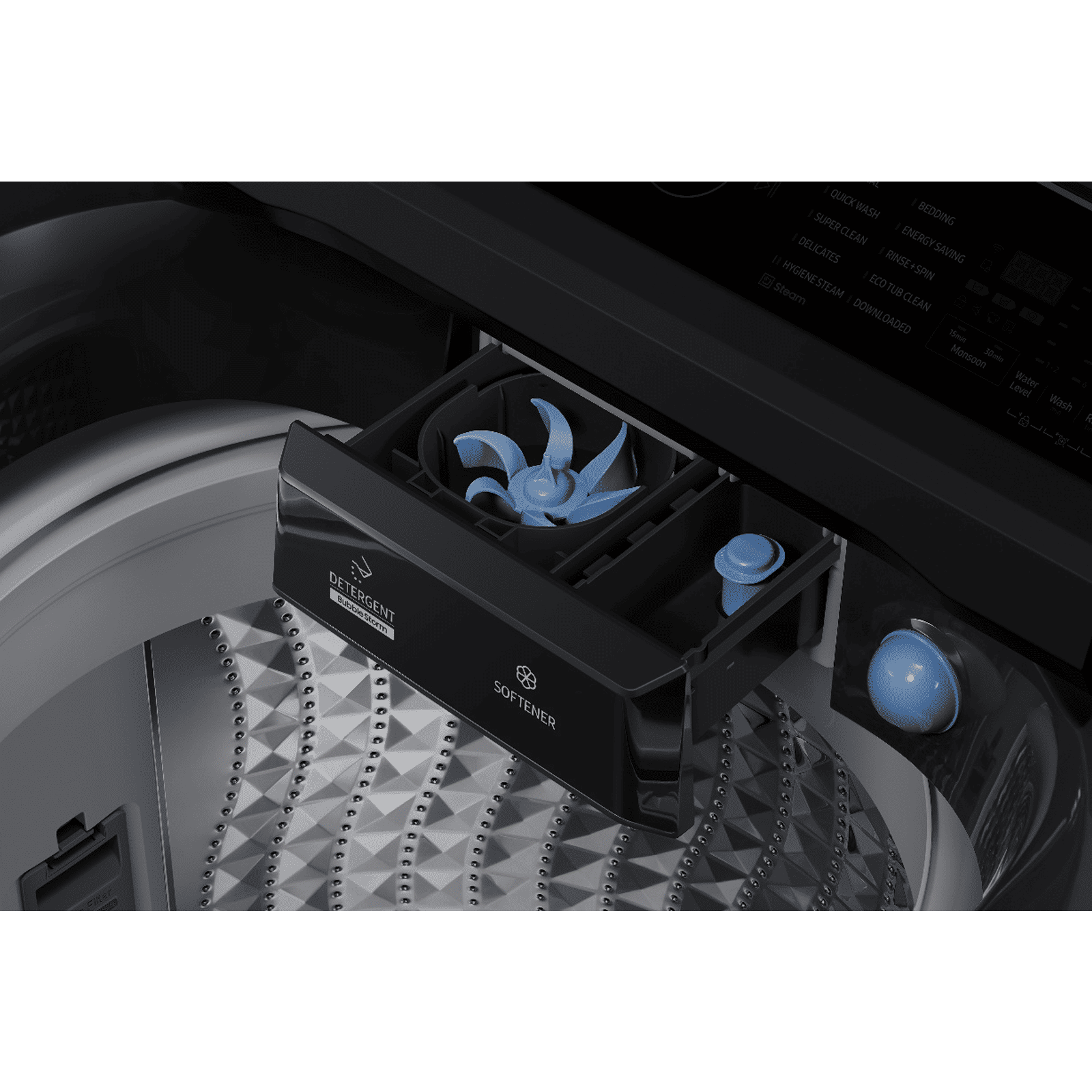 SAMSUNG 13 kg 5 Star Inverter Fully Automatic Top Load Washing Machine (WA13CG5886BVTL, Diamond Drum, Black Caviar)_8