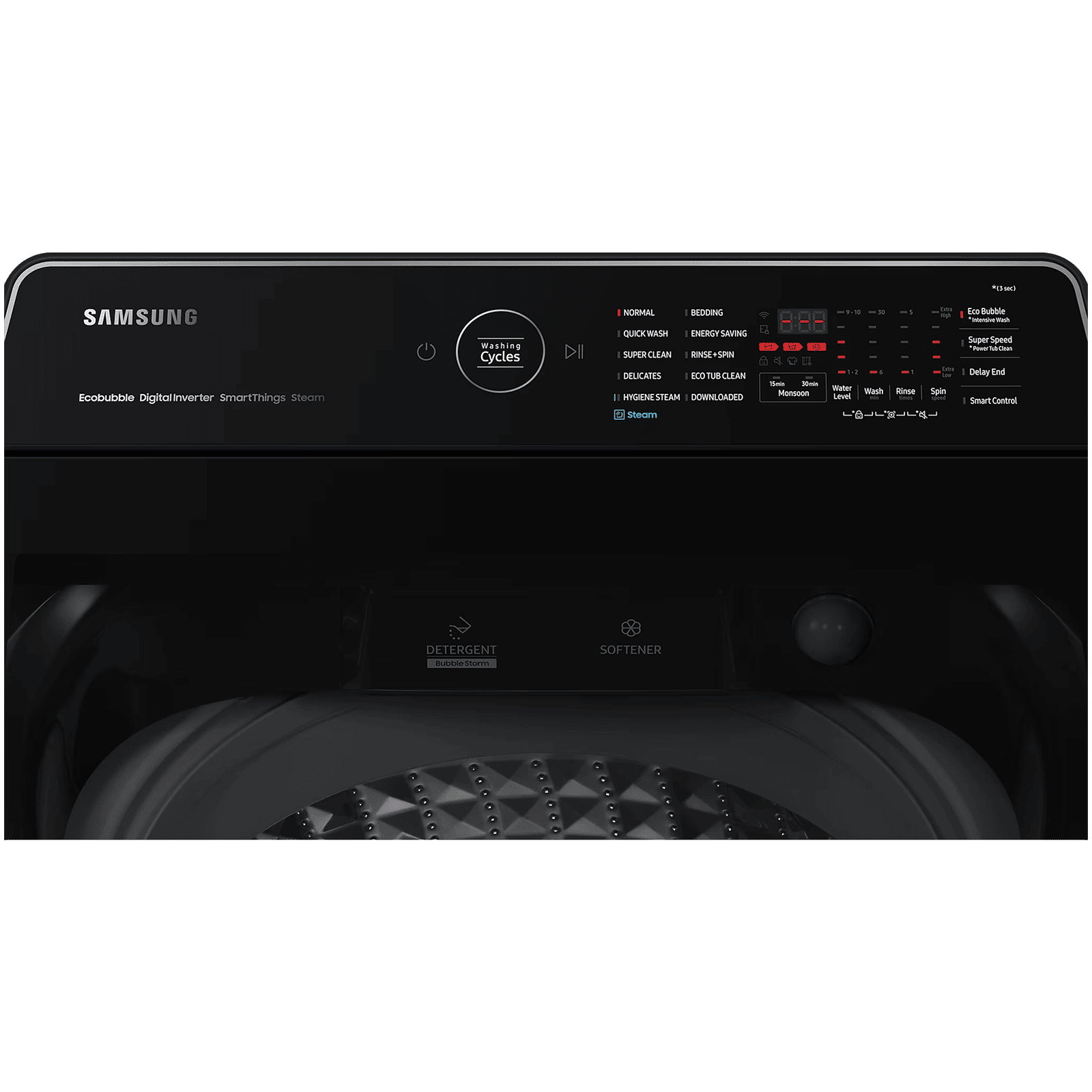 SAMSUNG 13 kg 5 Star Inverter Fully Automatic Top Load Washing Machine (WA13CG5886BVTL, Diamond Drum, Black Caviar)_4