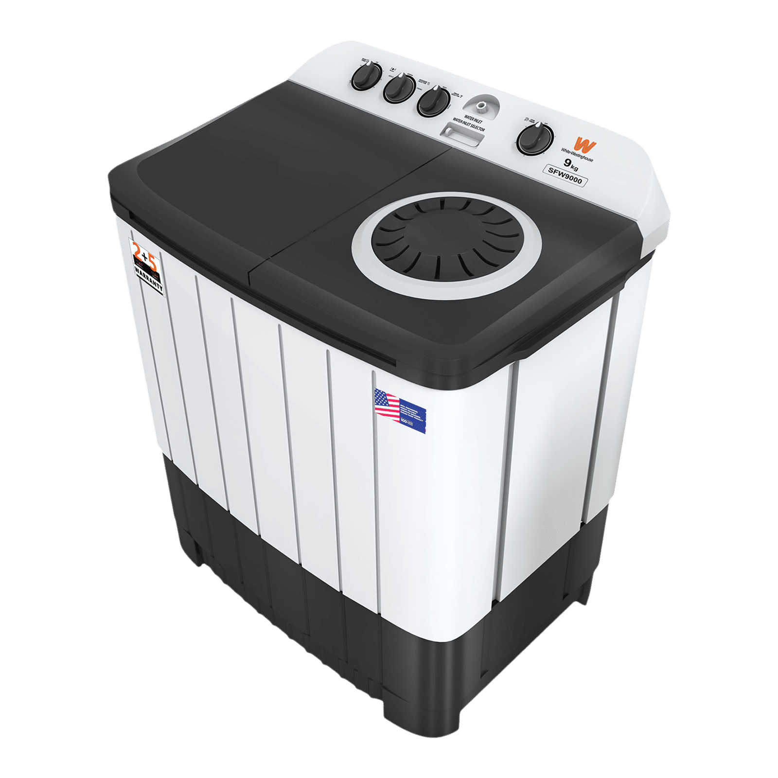 White Westinghouse 9 kg Semi Automatic Washing Machine with 3 Wash Programs (FlexyDry, SFW9000, White and Black) White Westinghouse 9 kg Semi Automatic Washing Machine with 3 Wash Programs (FlexyDry, SFW9000, White and Black)_5