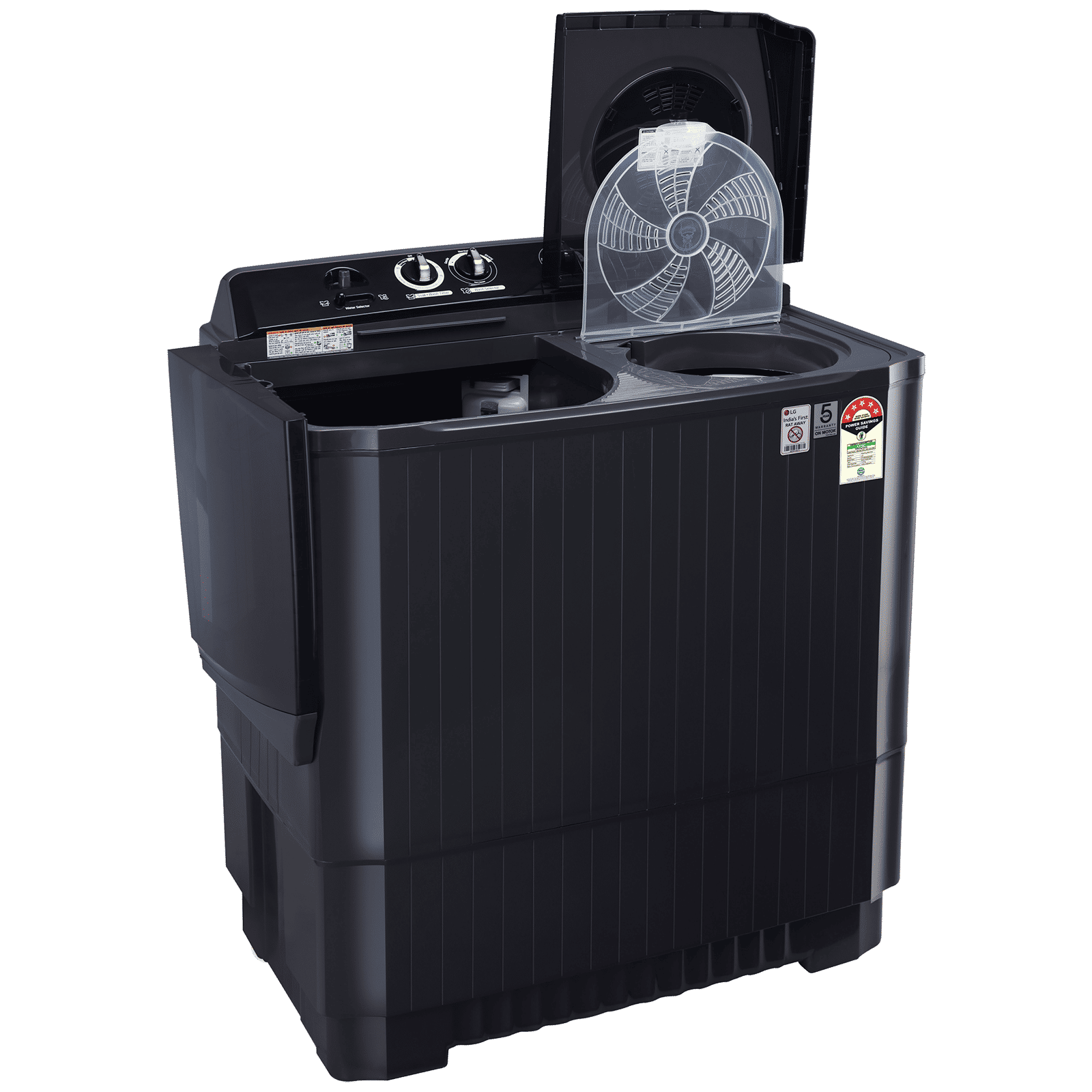 LG 11.5 kg 5 Star Semi Automatic Washing Machine with Roller Jet Pulsator (P115ASKAZ.ABMQEIL, Middle Black) LG 11.5 kg 5 Star Semi Automatic Washing Machine with Roller Jet Pulsator (P115ASKAZ.ABMQEIL, Middle Black)_9