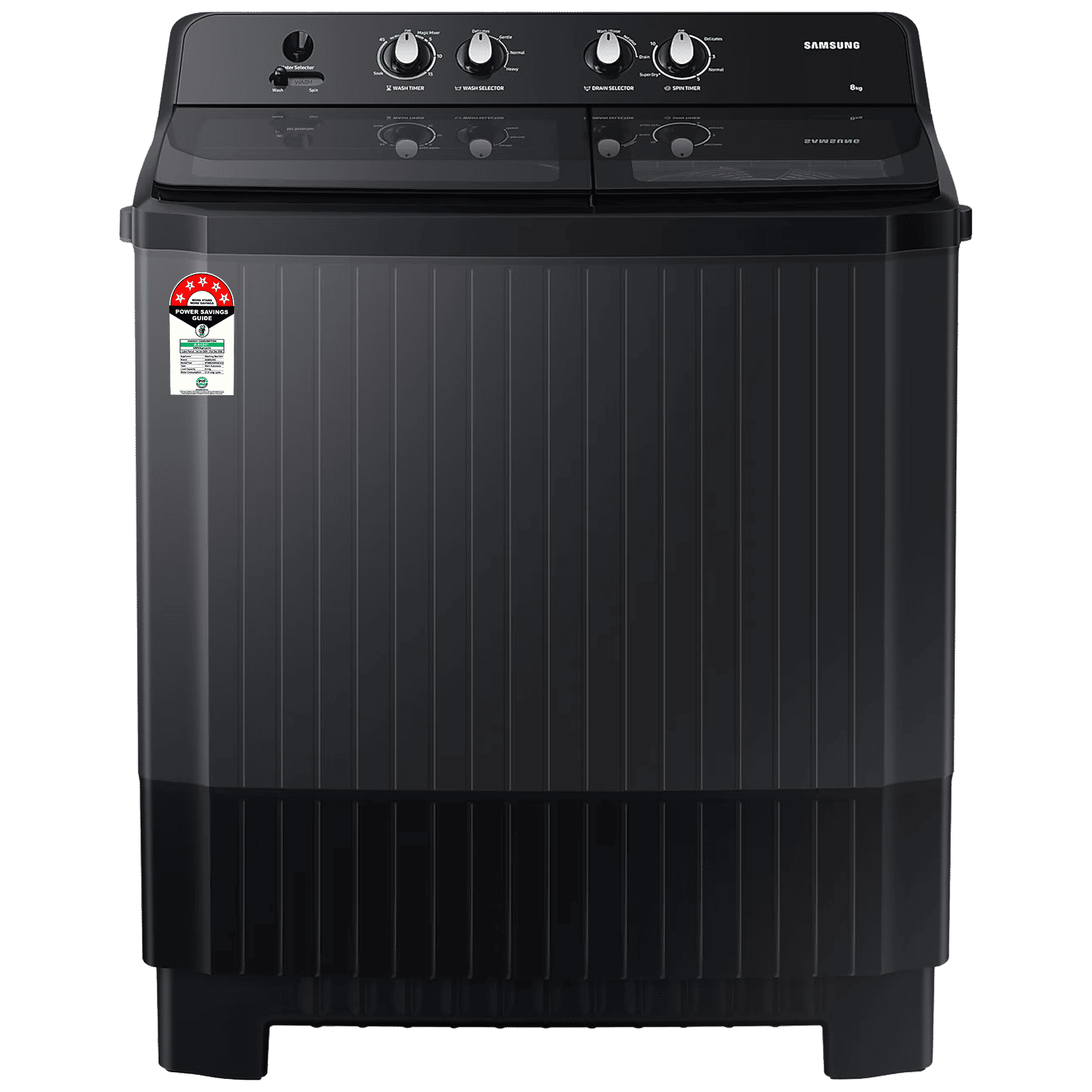 SAMSUNG 8 kg 5 Star Semi Automatic Washing Machine with Hexa Storm Pulsator (WT80B3560GB/TL, Dark Gray) SAMSUNG 8 kg 5 Star Semi Automatic Washing Machine with Hexa Storm Pulsator (WT80B3560GB/TL, Dark Gray)_1
