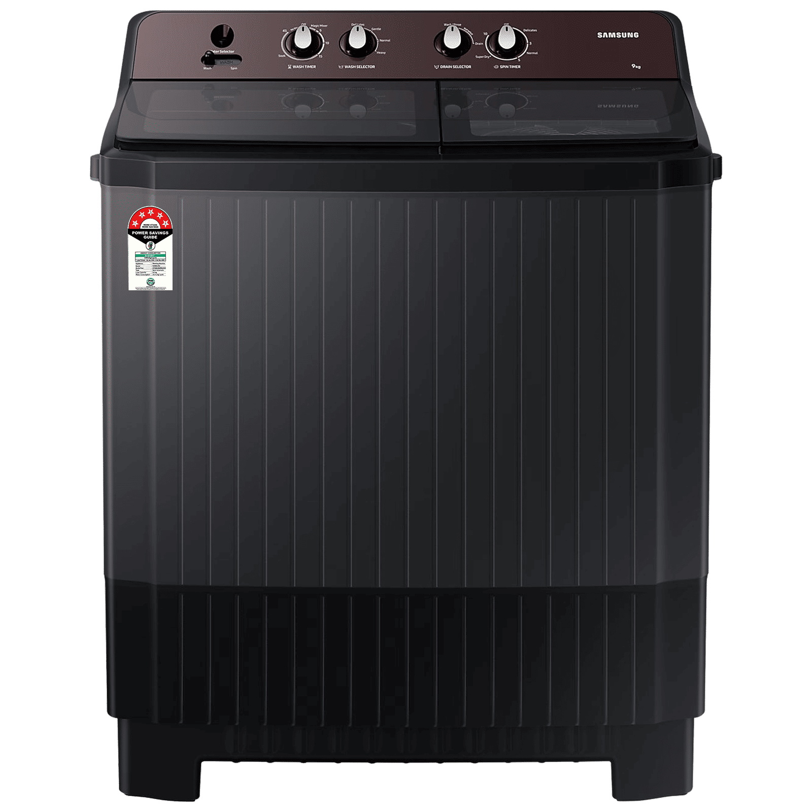 SAMSUNG 9 kg 5 Star Semi Automatic Washing Machine with Hexa Storm Pulsator (WT90B3560RB/TL, Dark Gray)_1