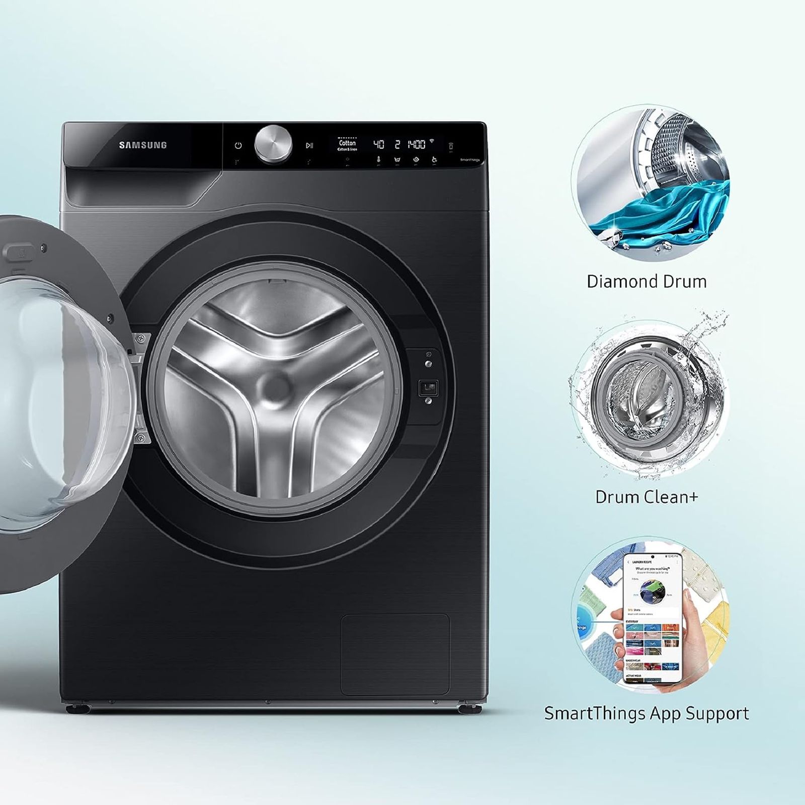 SAMSUNG 8 kg 5 Star Inverter Fully Automatic Front Load Washing Machine (WW80T604DLB1TL, Built-in Heater, Black Caviar)_14