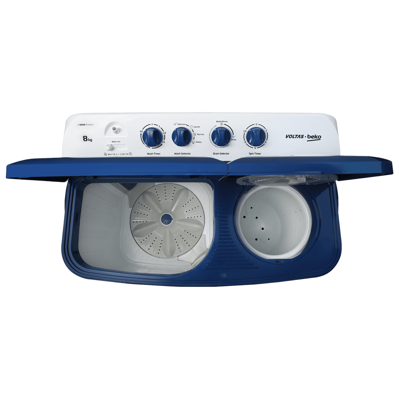 VOLTAS beko 8 kg Semi Automatic Washing Machine with Water Level Adjuster (WTT80DBLTF, Blue)_7