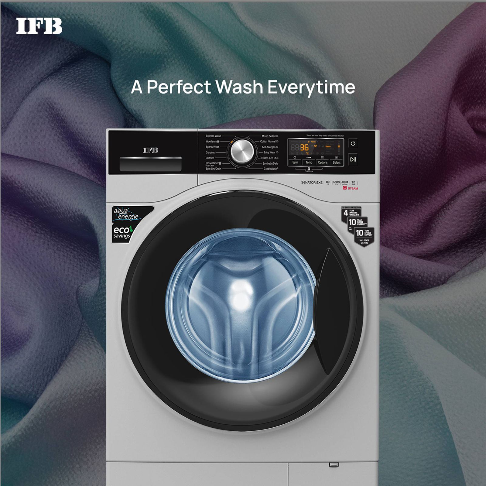 IFB 8 kg 5 Star Fully Automatic Front Load Washing Machine (Senator SXS 8012, In-built Heater, Silver)_6