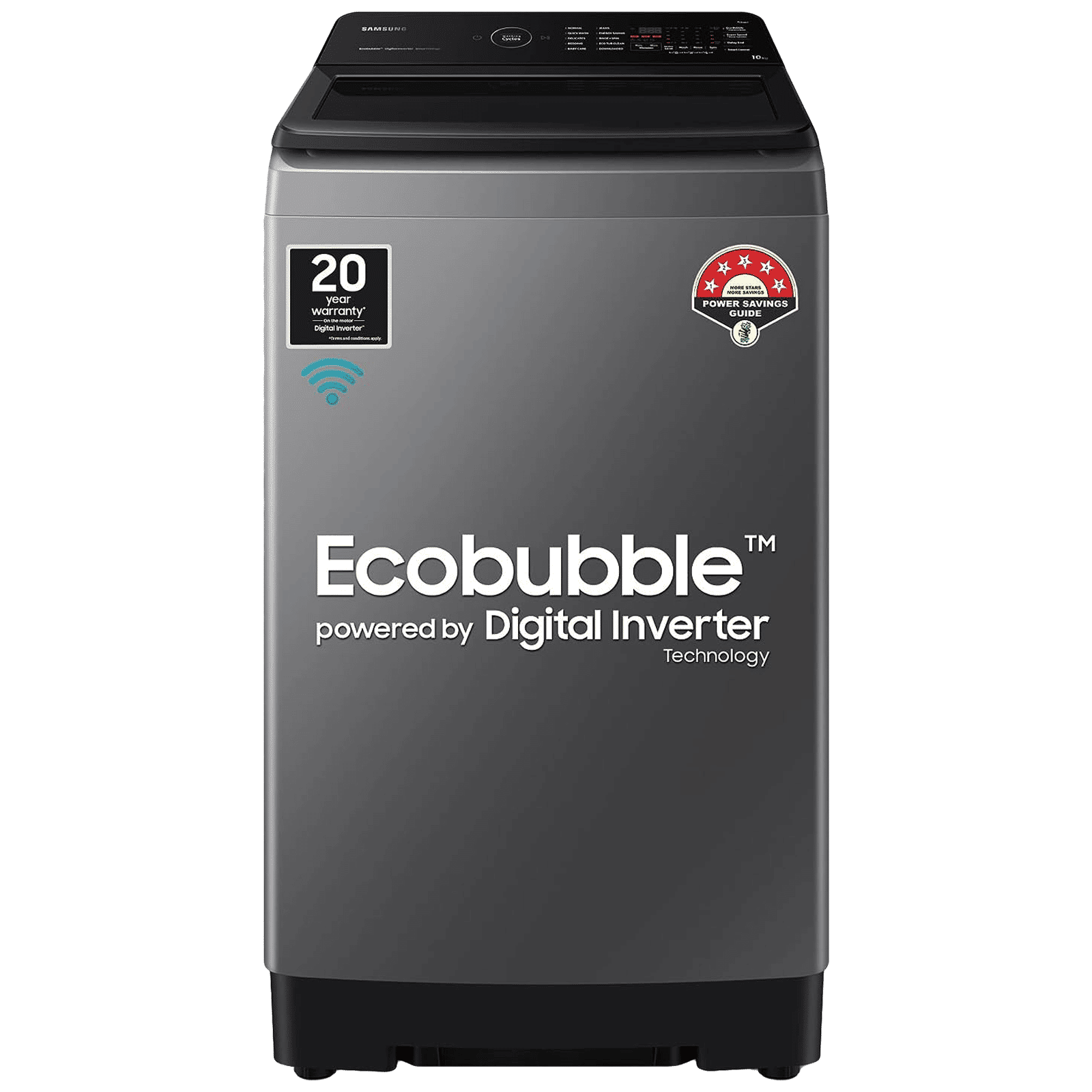 SAMSUNG 10 kg 5 Star Inverter Fully Automatic Top Load Washing Machine (WA10BG4546BDTL, Eco Bubble Technology, Dark Gray)_1