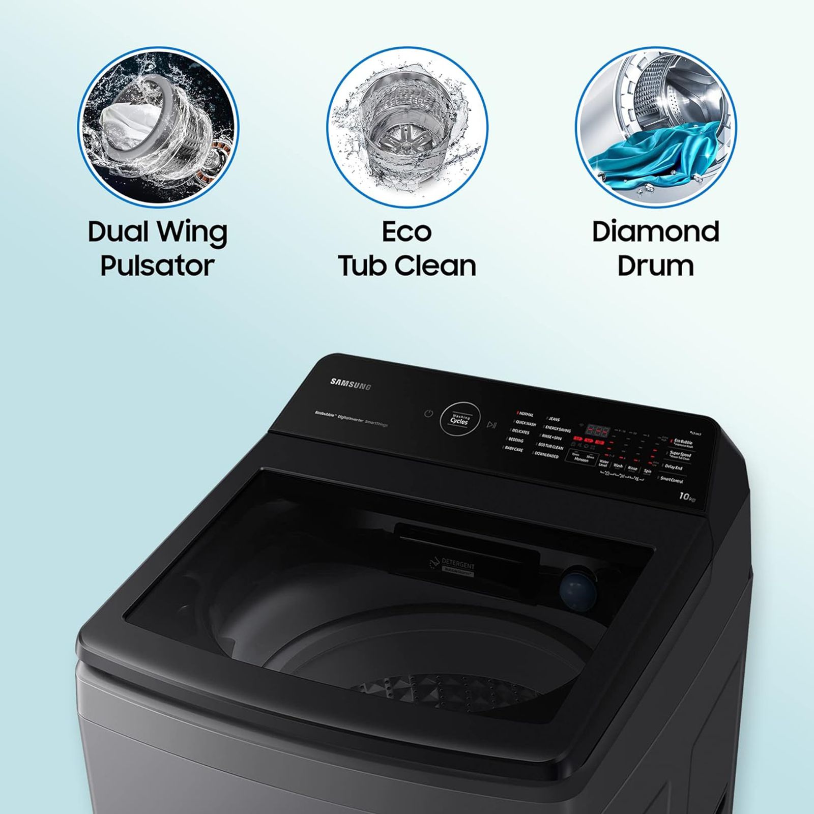 SAMSUNG 10 kg 5 Star Inverter Fully Automatic Top Load Washing Machine (WA10BG4546BDTL, Eco Bubble Technology, Dark Gray)_12