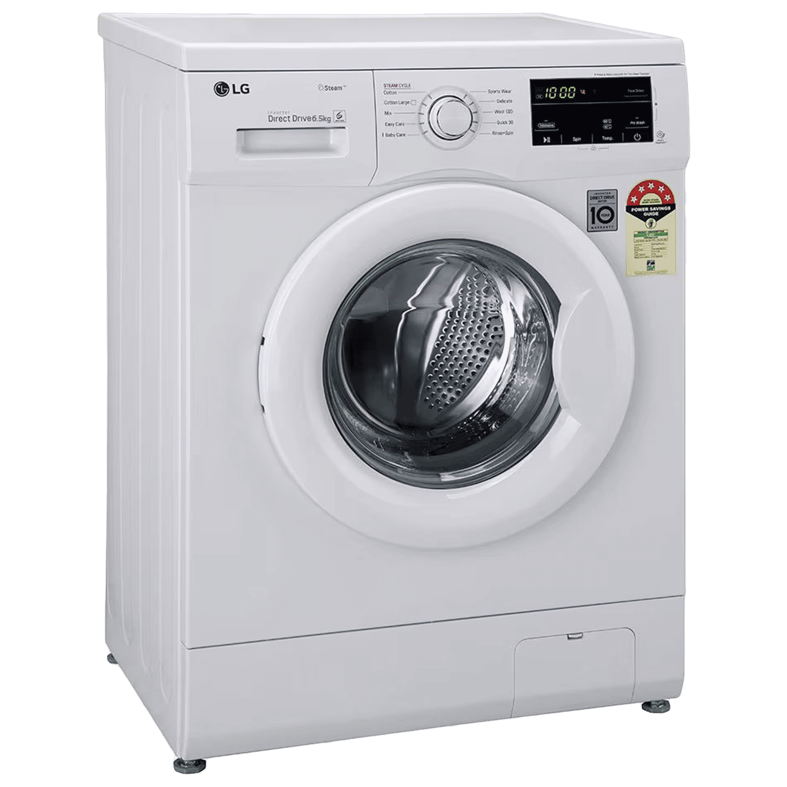 LG 6.5 kg 5 Star Inverter Fully Automatic Front Load Washing Machine (FHM1065SDWB, In-built Heater, White)_5