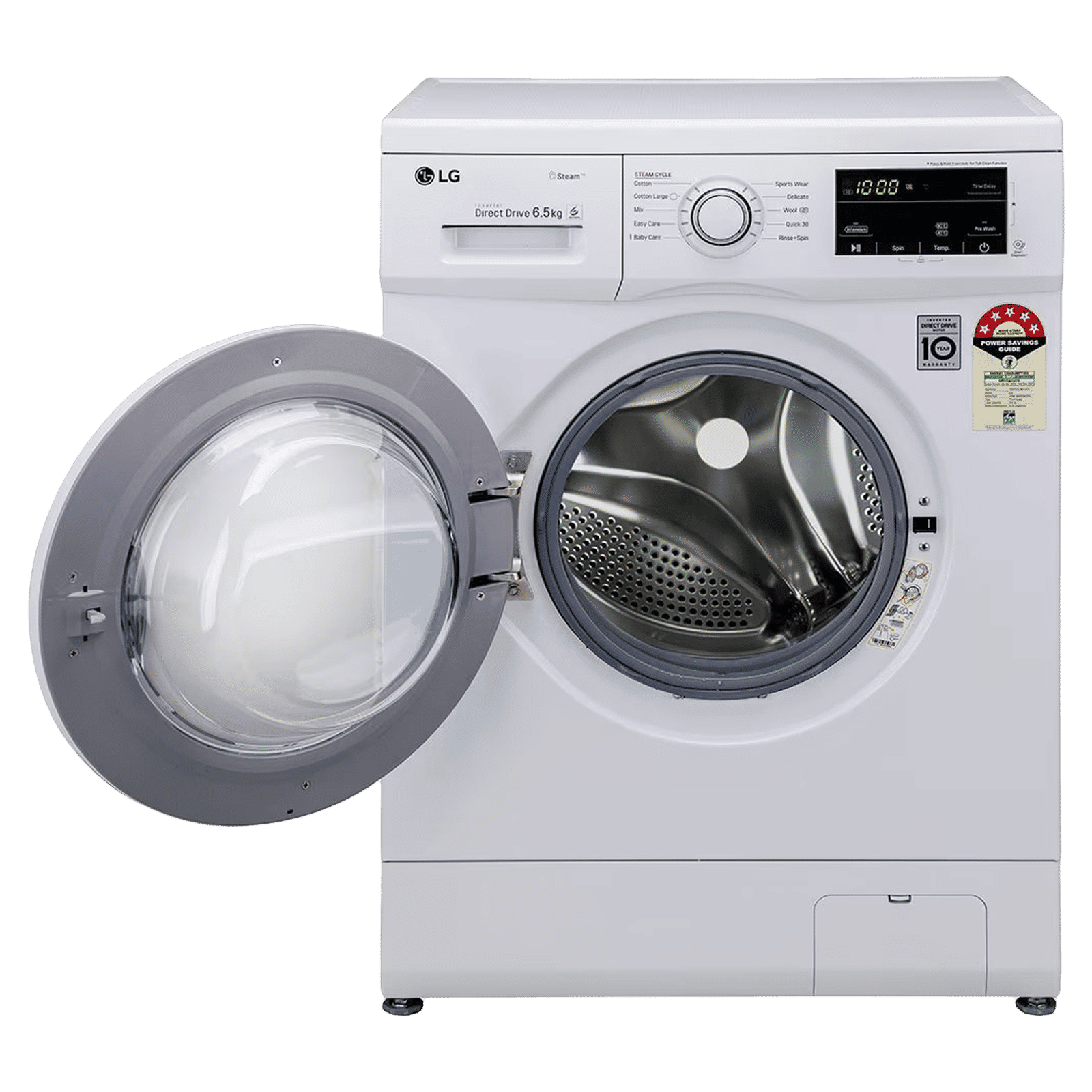 LG 6.5 kg 5 Star Inverter Fully Automatic Front Load Washing Machine (FHM1065SDWB, In-built Heater, White)_7