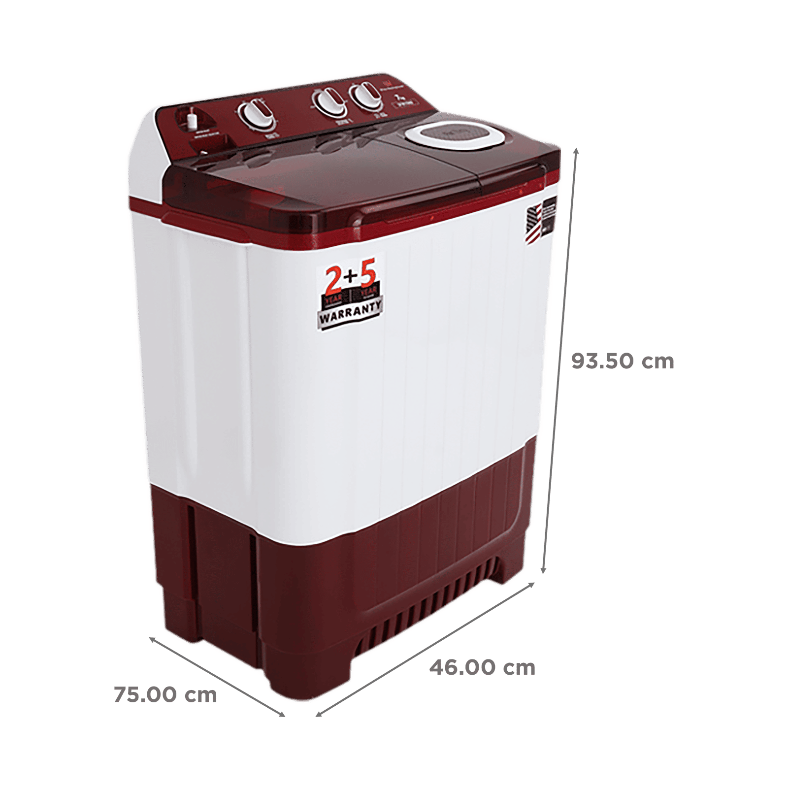 White Westinghouse 7 kg Semi Automatic Washing Machine with Pulsator Washing Technique (SFW7000, Burgundy)_2