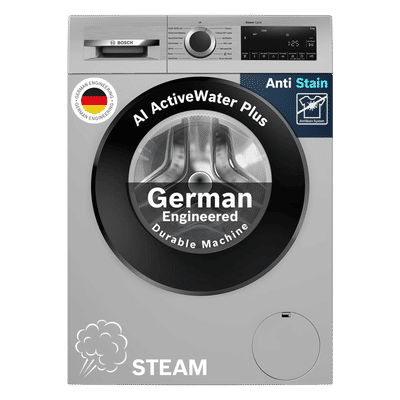 BOSCH 8 kg Fully Automatic Front Load Washing Machine (Series 6, WGA1320SIN, Auto Stain Removal, Silver)