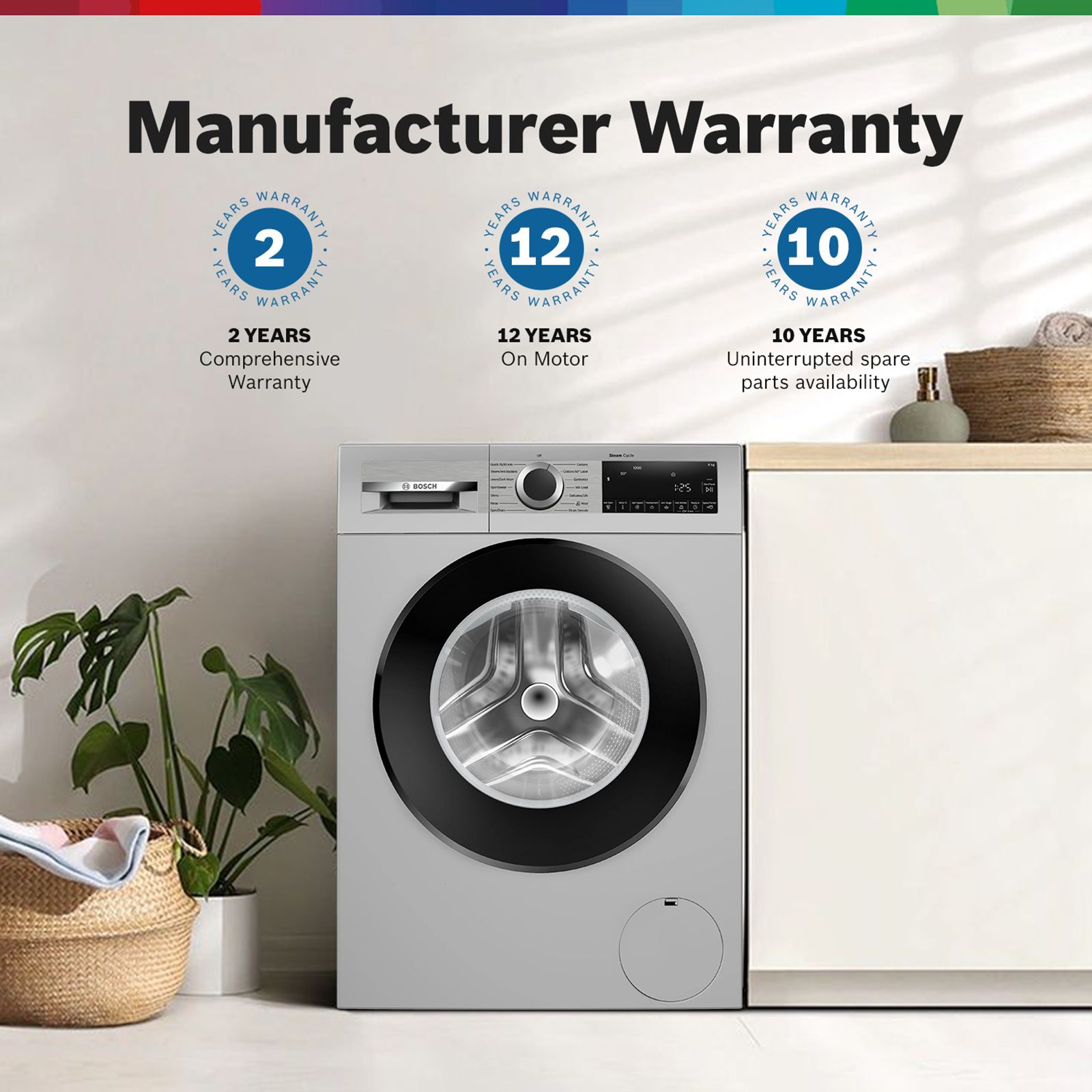 BOSCH 8 kg Fully Automatic Front Load Washing Machine (Series 6, WGA1320SIN, Auto Stain Removal, Silver)_9