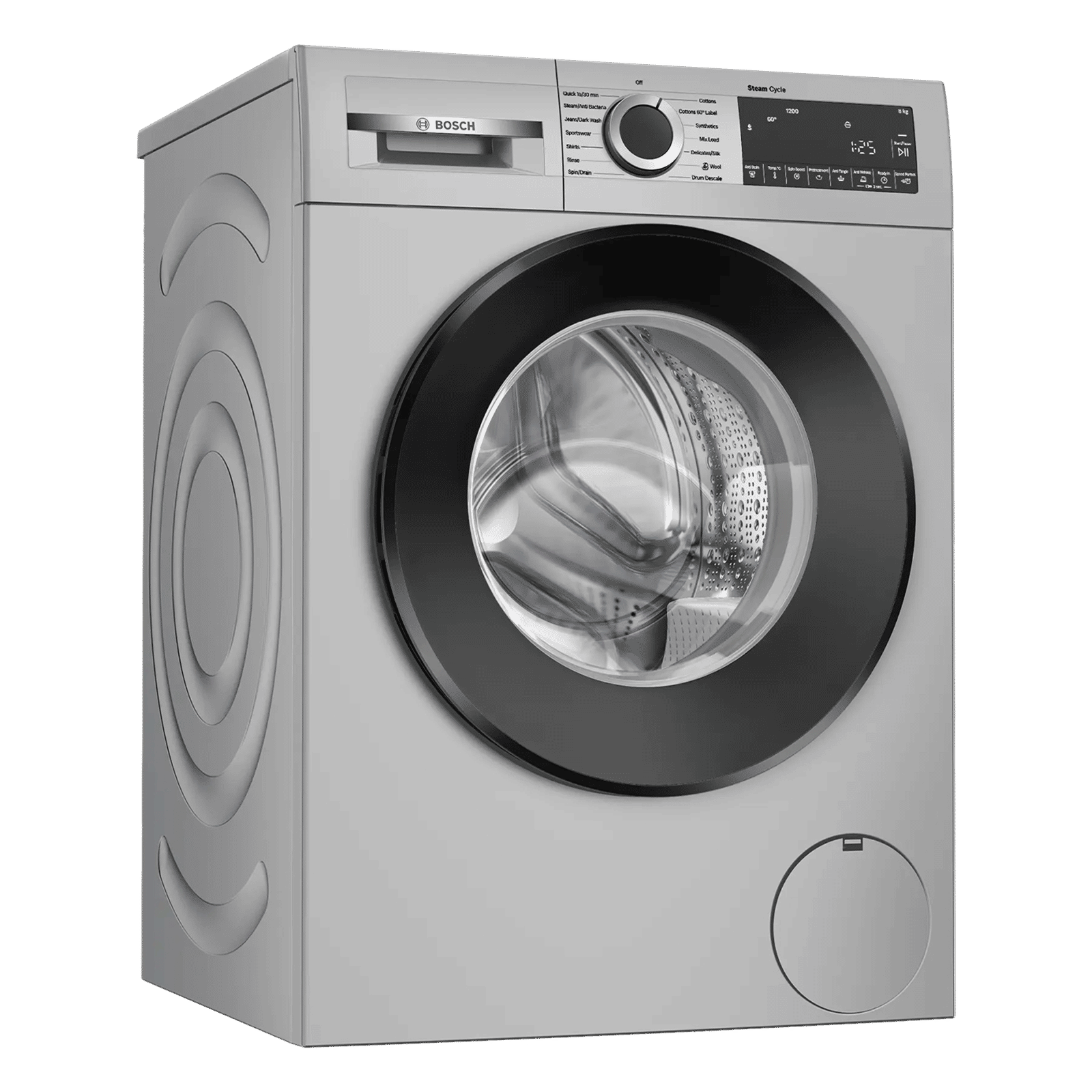 BOSCH 8 kg Fully Automatic Front Load Washing Machine (Series 6, WGA1320SIN, Auto Stain Removal, Silver)_4