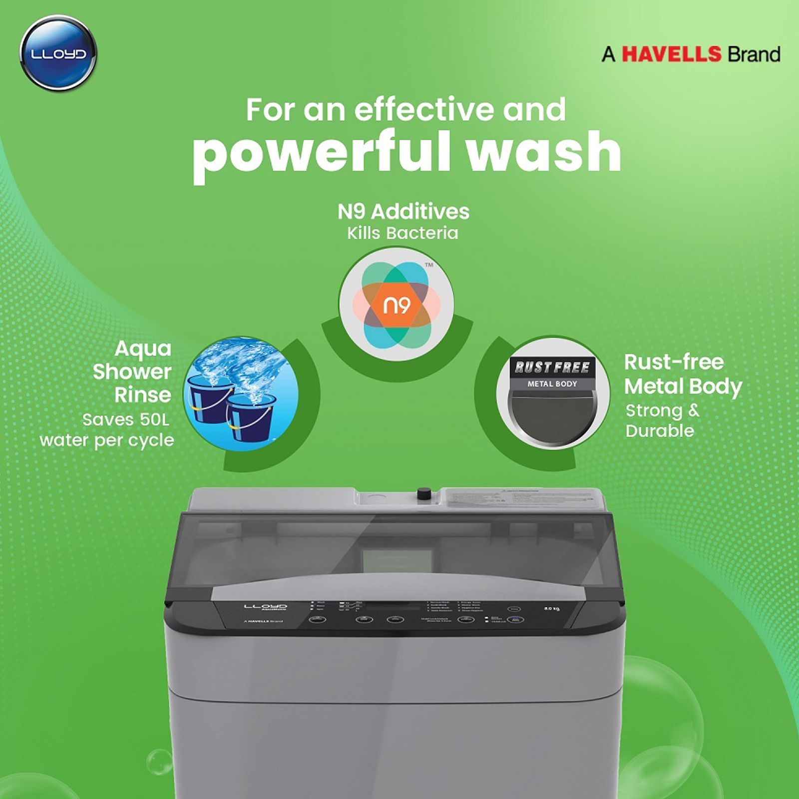 LLOYD 8 kg 5 Star Fully Automatic Top Load Washing Machine (Aquamatic, GLWMT80GLGAM, Automatic Water Control, Light Grey) LLOYD 8 kg 5 Star Fully Automatic Top Load Washing Machine (Aquamatic, GLWMT80GLGAM, Automatic Water Control, Light Grey)_7