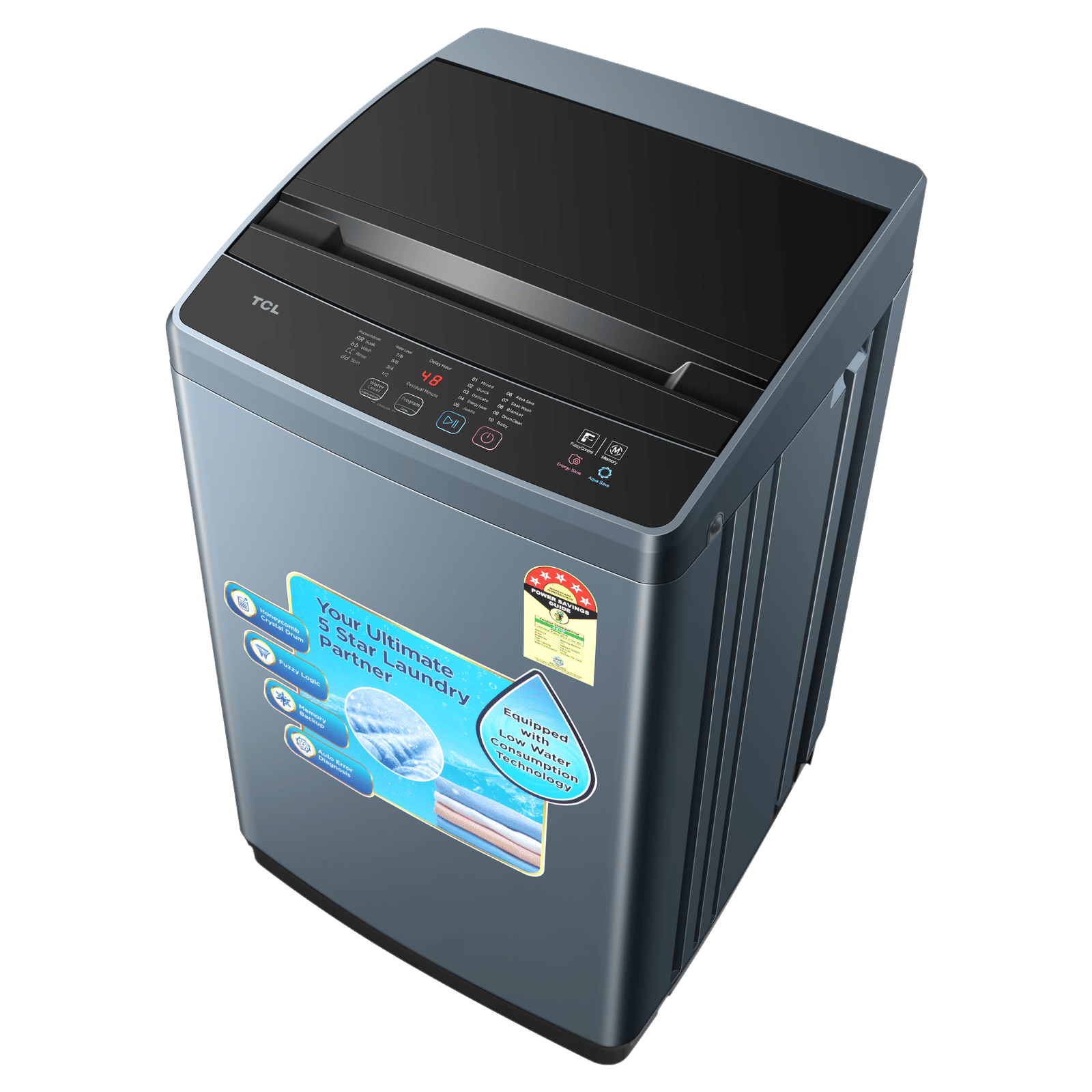 TCL 6.5 kg 5 Star Fully Automatic Top Load Washing Machine (F103, F3065TLG, Water Blow Pulsator, Dark Grey) TCL 6.5 kg 5 Star Fully Automatic Top Load Washing Machine (F103, F3065TLG, Water Blow Pulsator, Dark Grey)_6