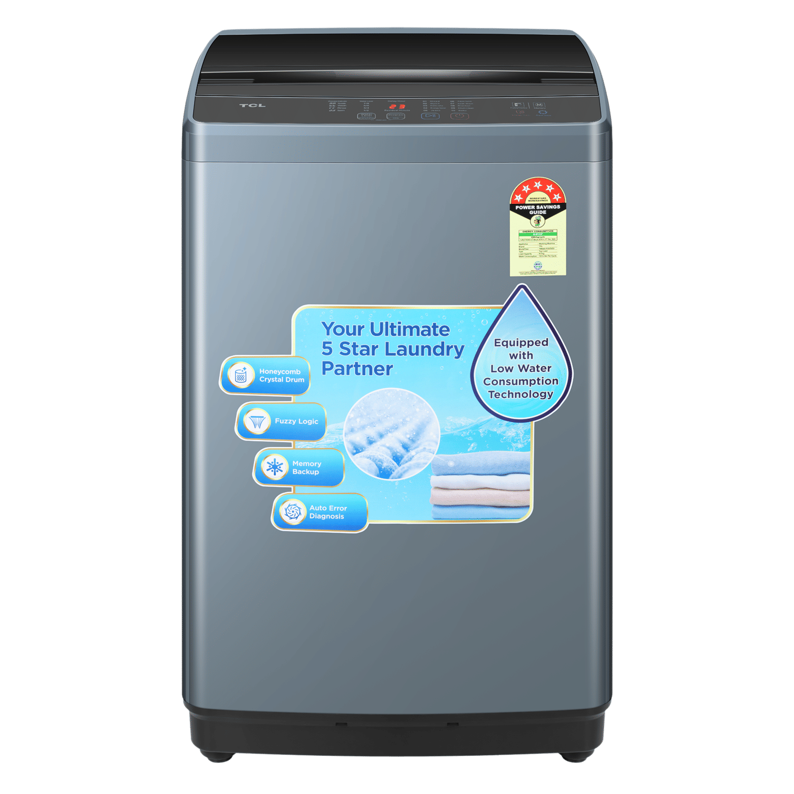 TCL 7 kg 5 Star Fully Automatic Top Load Washing Machine (F103, F3070TLG, Water Blow Pulsator, Dark Grey) TCL 7 kg 5 Star Fully Automatic Top Load Washing Machine (F103, F3070TLG, Water Blow Pulsator, Dark Grey)_1