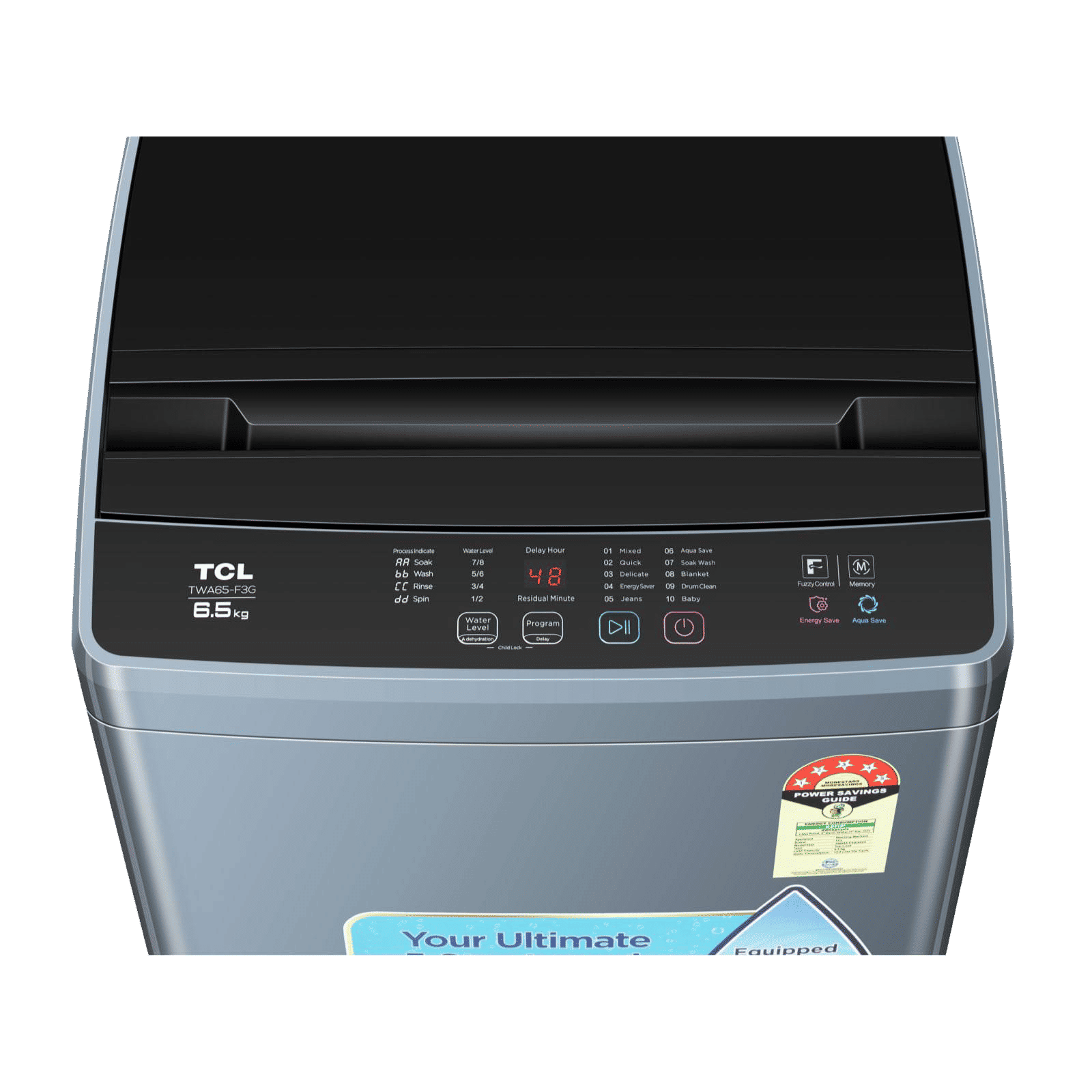 TCL 7.5 kg 5 Star Fully Automatic Top Load Washing Machine (F103, F3075TLG, Water Blow Pulsator, Dark Grey)_10