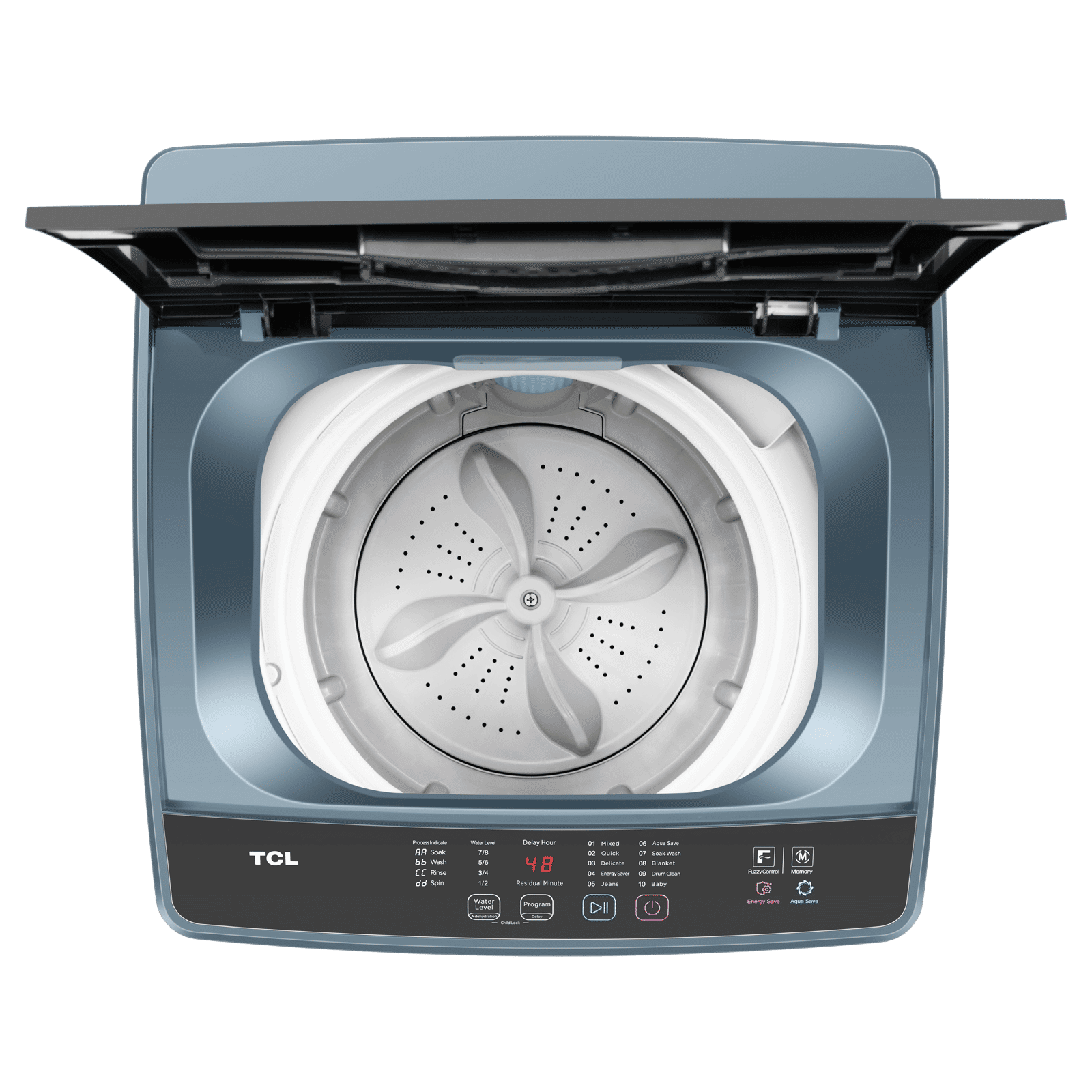 TCL 7.5 kg 5 Star Fully Automatic Top Load Washing Machine (F103, F3075TLG, Water Blow Pulsator, Dark Grey)_8