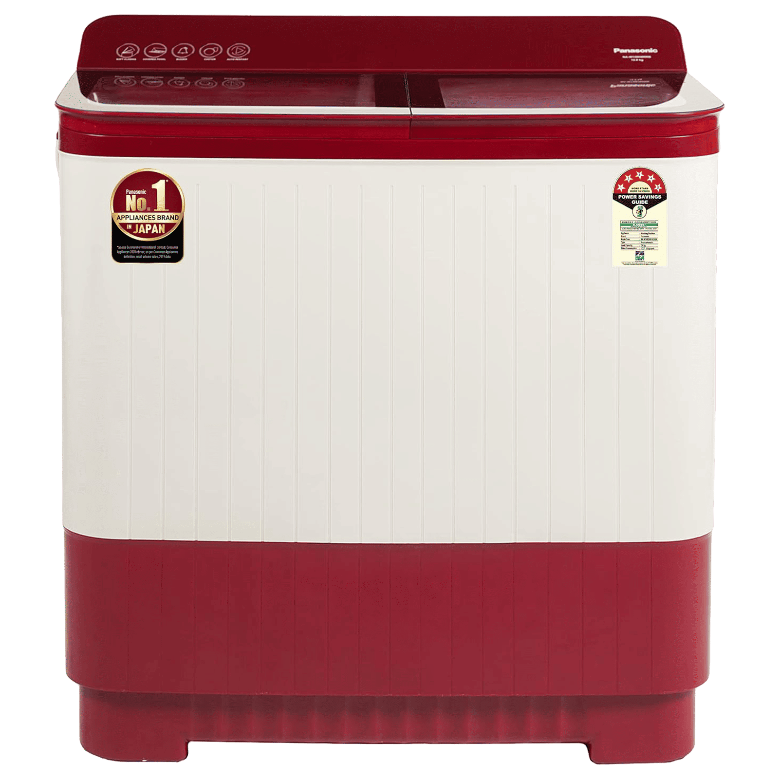 Panasonic 12 kg 5 Star Semi Automatic Washing Machine with Active Foam System (H6, NA-W120H6RRB, Red)_1