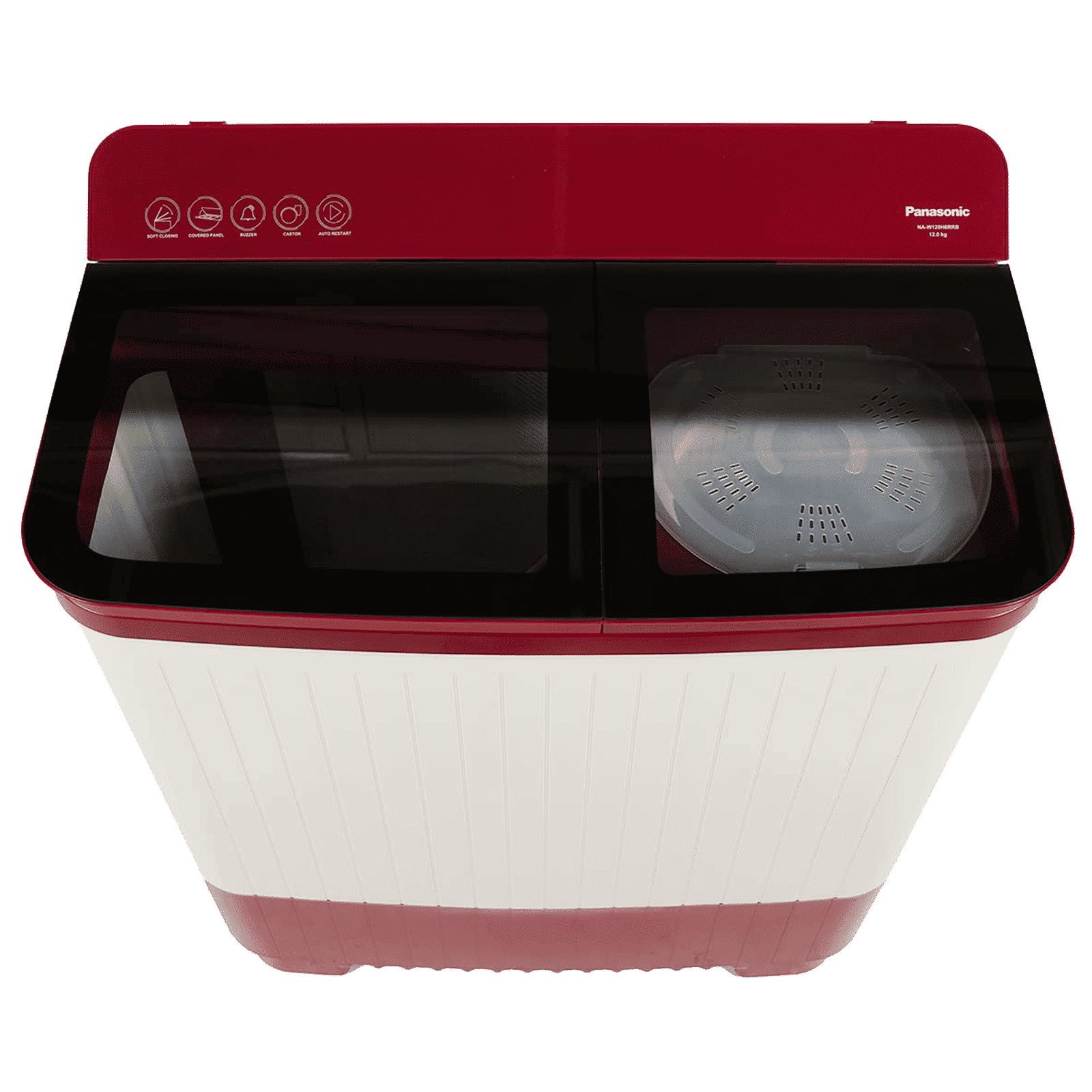 Panasonic 12 kg 5 Star Semi Automatic Washing Machine with Active Foam System (H6, NA-W120H6RRB, Red)_6