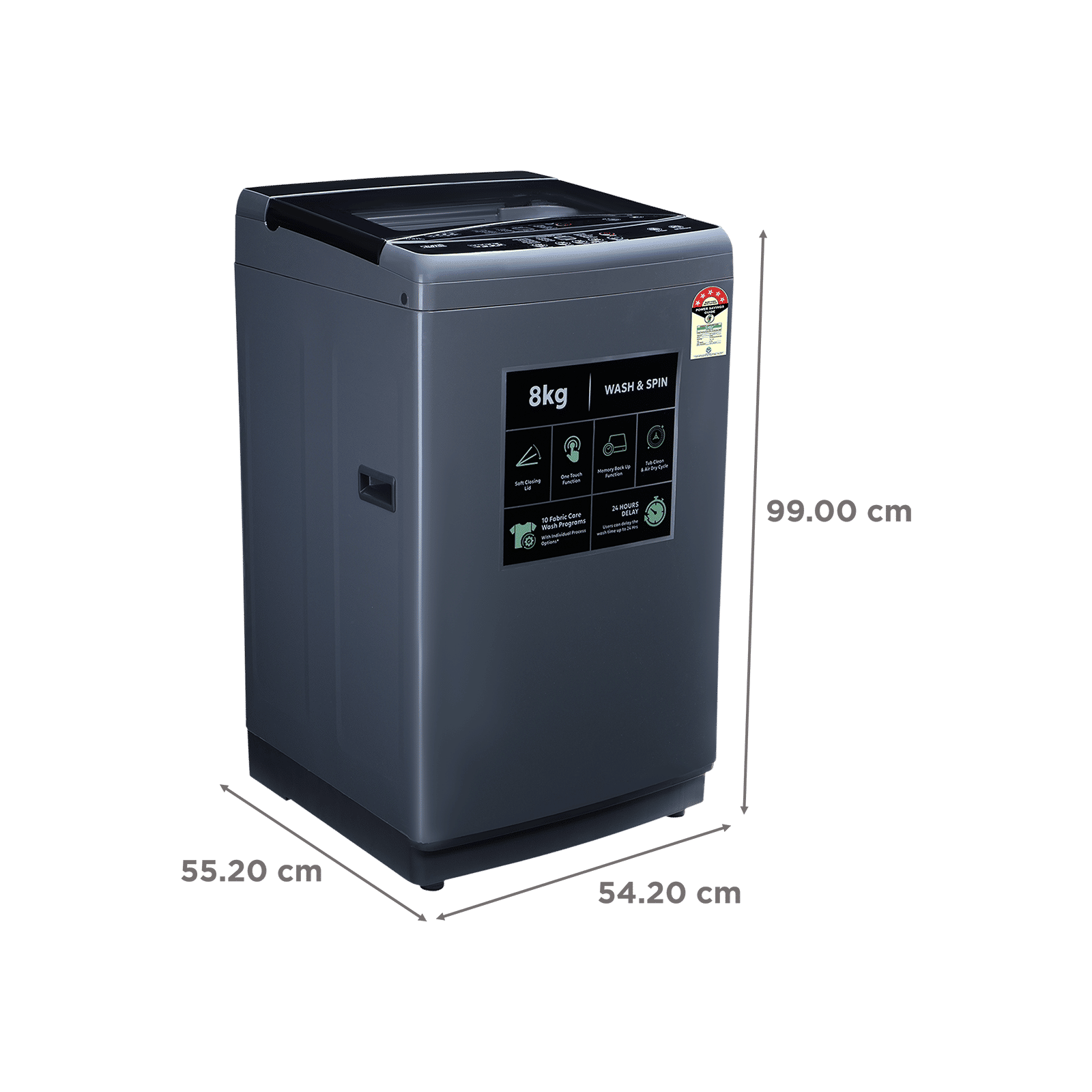 Croma 8 kg 5 Star Fully Automatic Top Load Washing Machine (CRLW080FAF264505, Pulsator Wash Technology, Inox Grey)_3