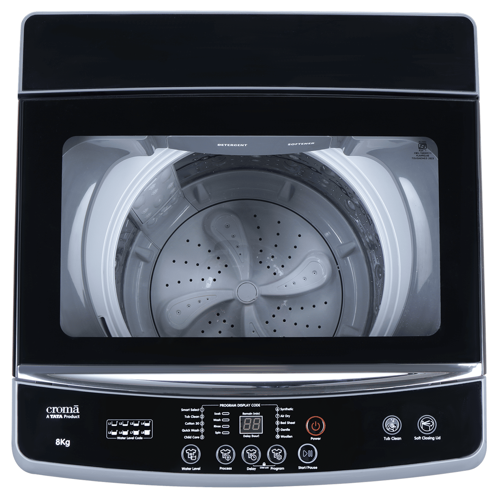 Croma 8 kg 5 Star Fully Automatic Top Load Washing Machine (CRLW080FAF264505, Pulsator Wash Technology, Inox Grey)_4
