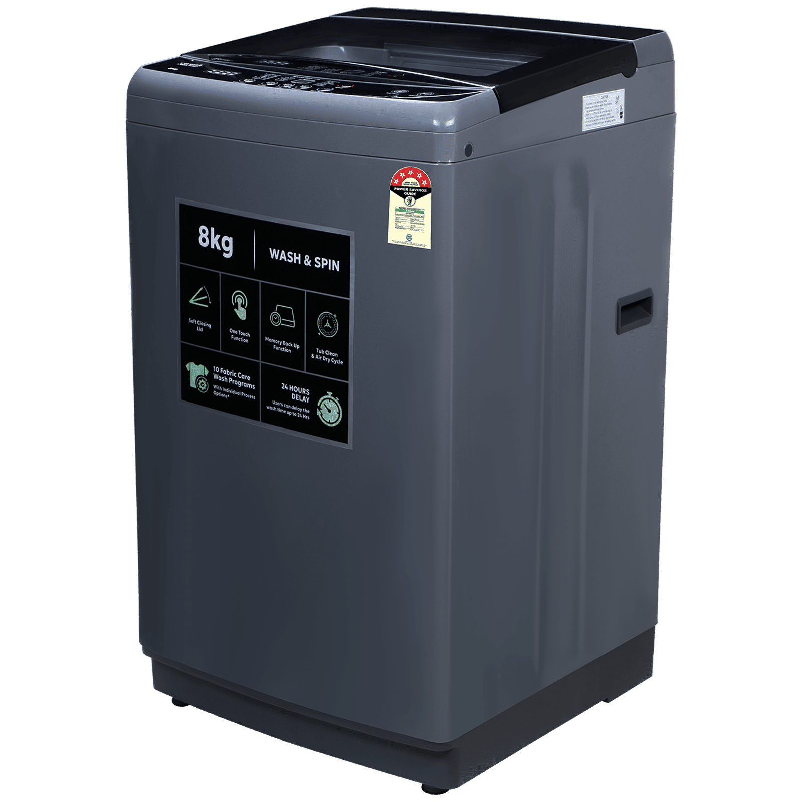 Croma 8 kg 5 Star Fully Automatic Top Load Washing Machine (CRLW080FAF264505, Pulsator Wash Technology, Inox Grey)_6