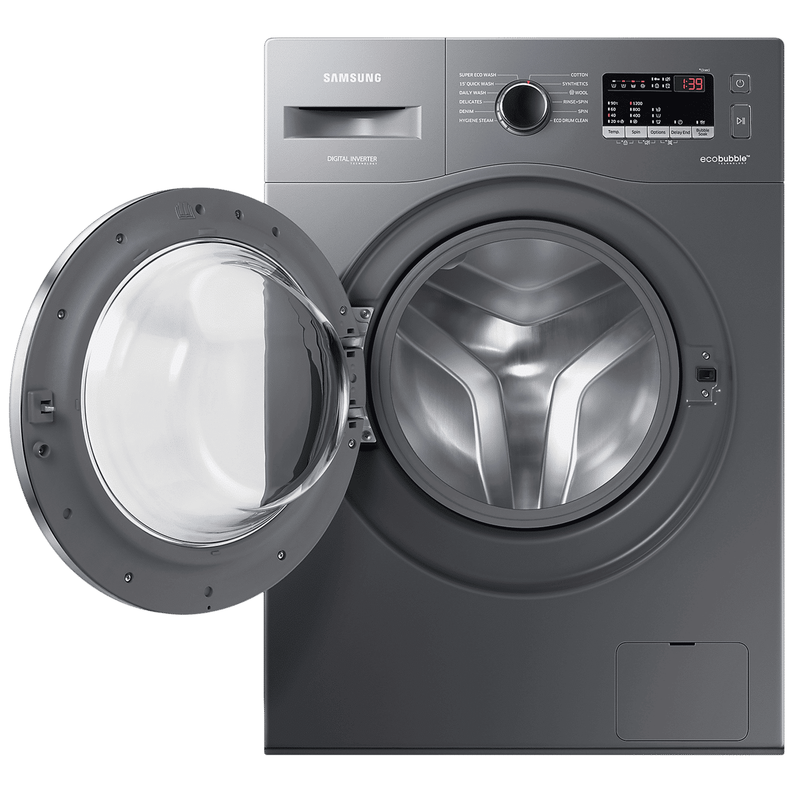 SAMSUNG 7 kg 5 Star Inverter Fully Automatic Front Load Washing Machine (WW70R22EK0X/TL, Eco Bubble Technology, Inox Grey)_6