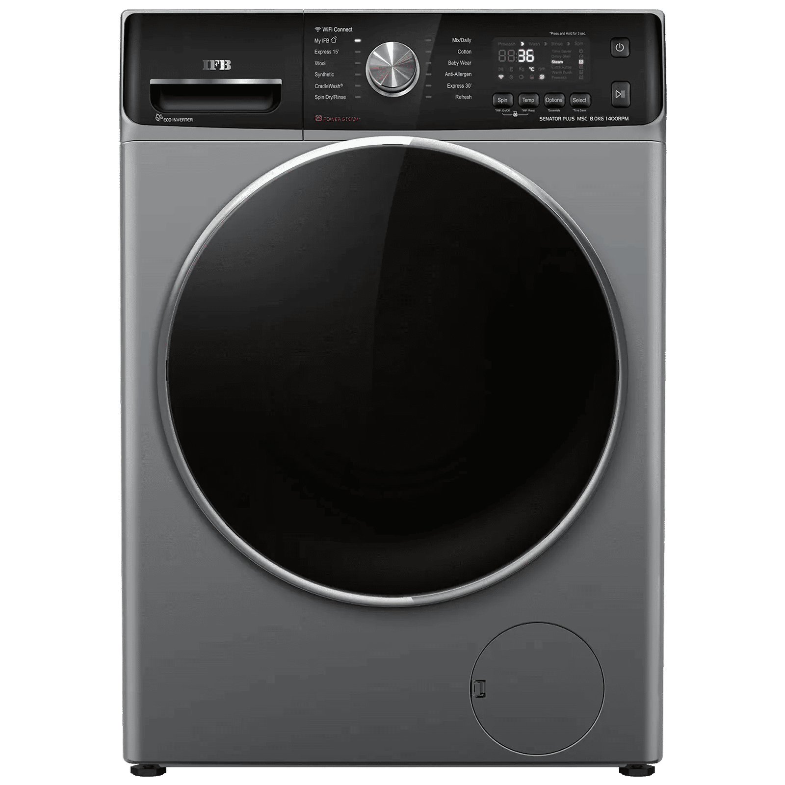 IFB 8 kg 5 Star Inverter Fully Automatic Front Load Washing Machine (Senator Plus MSC 8014, Eco Inverter Motor, Metallic Silver) IFB 8 kg 5 Star Inverter Fully Automatic Front Load Washing Machine (Senator Plus MSC 8014, Eco Inverter Motor, Metallic Silver)_1