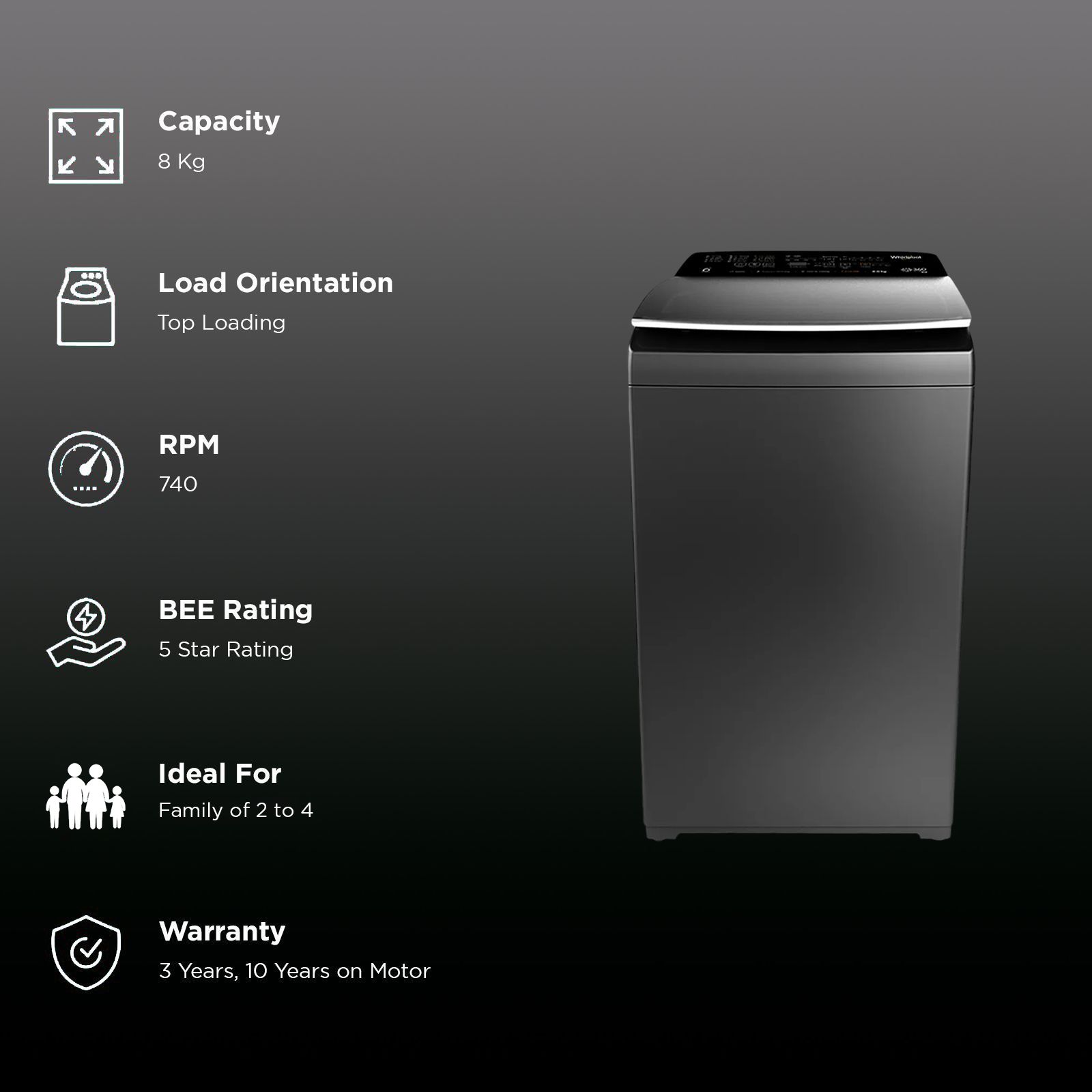 Whirlpool 8 kg 5 Star Fully Automatic Top Load Washing Machine (360° Bloomwash Pro, 31670, Catalytic Soak, Graphite) Whirlpool 8 kg 5 Star Fully Automatic Top Load Washing Machine (360° Bloomwash Pro, 31670, Catalytic Soak, Graphite)_2