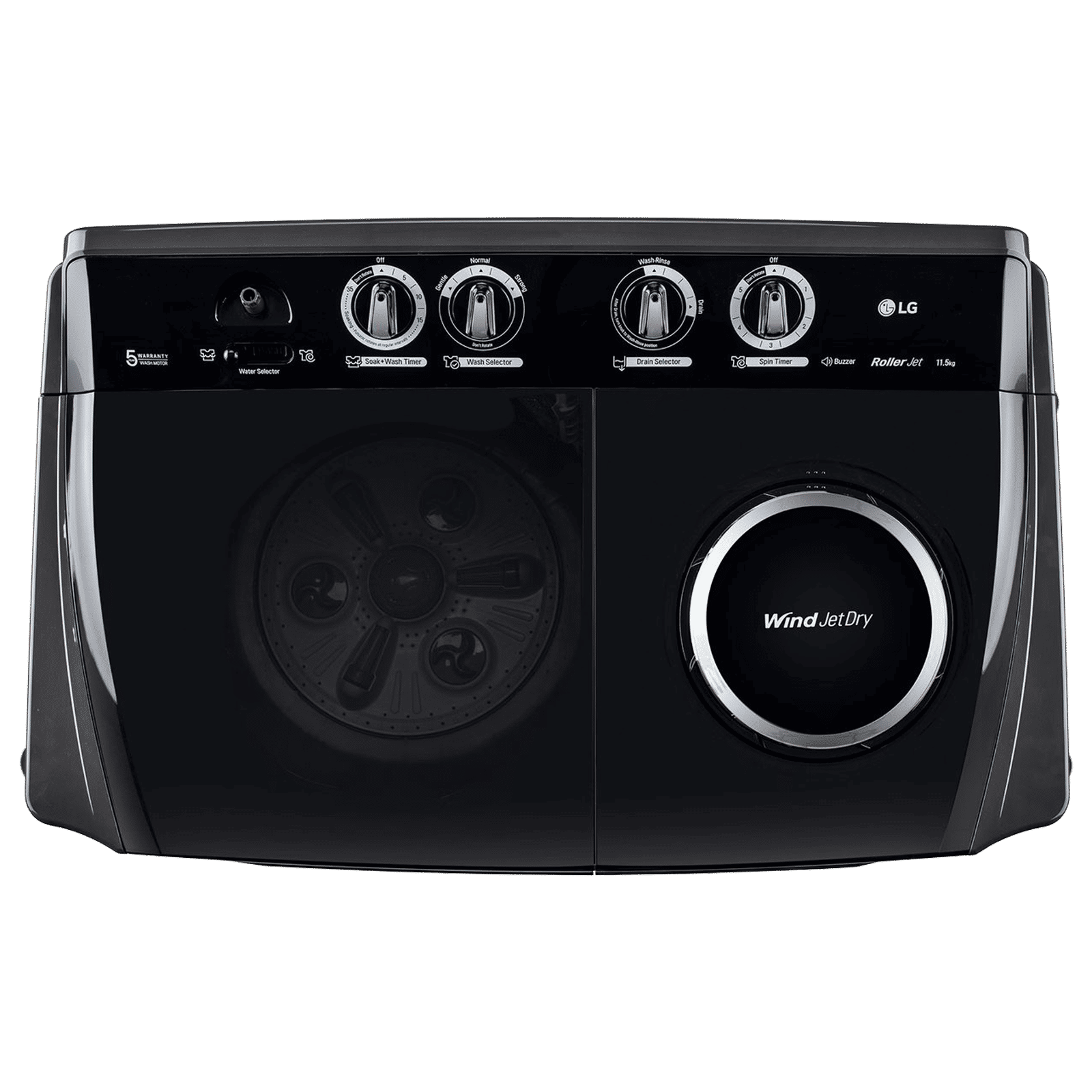 LG 11.5 kg 5 Star Semi Automatic Washing Machine with Wind Jet Dry Technology (P115ASLAZ, Full Black) LG 11.5 kg 5 Star Semi Automatic Washing Machine with Wind Jet Dry Technology (P115ASLAZ, Full Black)_4