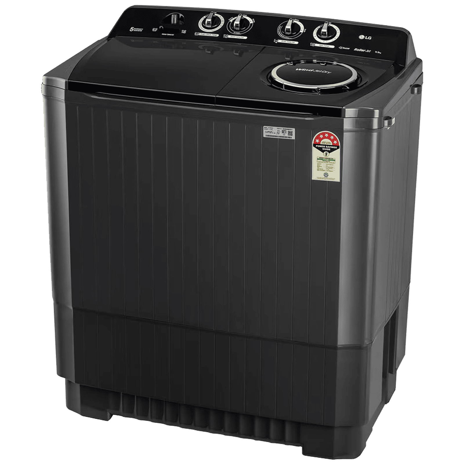 LG 11.5 kg 5 Star Semi Automatic Washing Machine with Wind Jet Dry Technology (P115ASLAZ, Full Black) LG 11.5 kg 5 Star Semi Automatic Washing Machine with Wind Jet Dry Technology (P115ASLAZ, Full Black)_6
