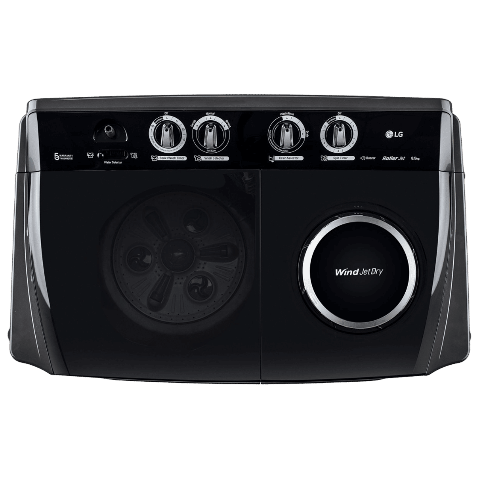 LG 8.5 kg 5 Star Semi Automatic Washing Machine with Roller Jet Pulsator (P8535SLMZ, Full Black) LG 8.5 kg 5 Star Semi Automatic Washing Machine with Roller Jet Pulsator (P8535SLMZ, Full Black)_4