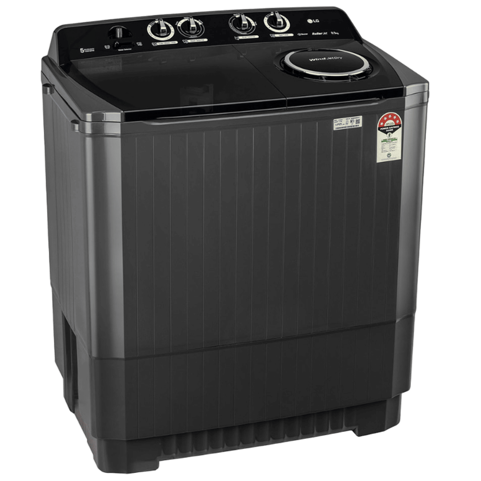 LG 8.5 kg 5 Star Semi Automatic Washing Machine with Roller Jet Pulsator (P8535SLMZ, Full Black) LG 8.5 kg 5 Star Semi Automatic Washing Machine with Roller Jet Pulsator (P8535SLMZ, Full Black)_5