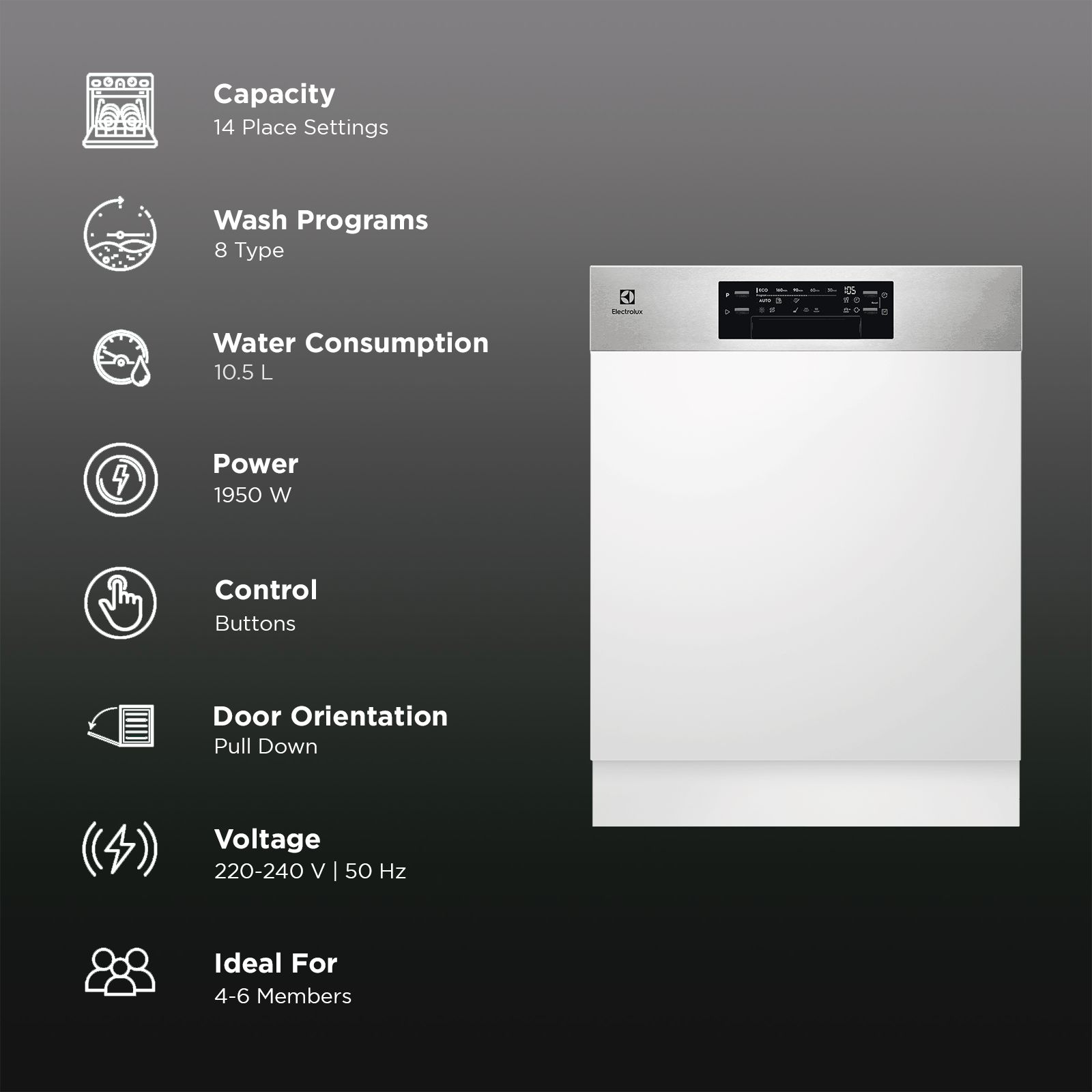 Electrolux UltimateCare 700 14 Place Settings Built-in Dishwasher with SatelliteClean Technology (Stainless Steel Silver) Electrolux UltimateCare 700 14 Place Settings Built-in Dishwasher with SatelliteClean Technology (Stainless Steel Silver)_3