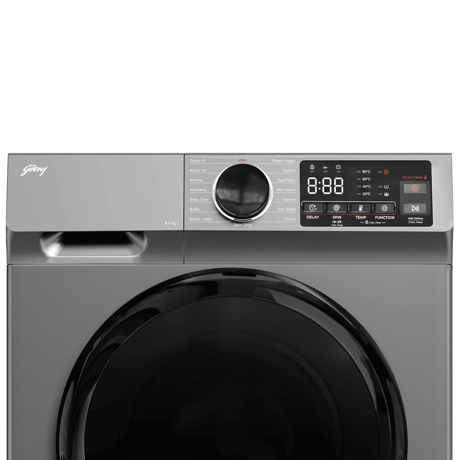 Godrej 8 kg 5 Star Fully Automatic Front Load Washing Machine (Eon Celesta, WFEON CEL 8014 IEBT SLSR, Built In Heater, Silver Stream) Godrej 8 kg 5 Star Fully Automatic Front Load Washing Machine (Eon Celesta, WFEON CEL 8014 IEBT SLSR, Built In Heater, Silver Stream)_4