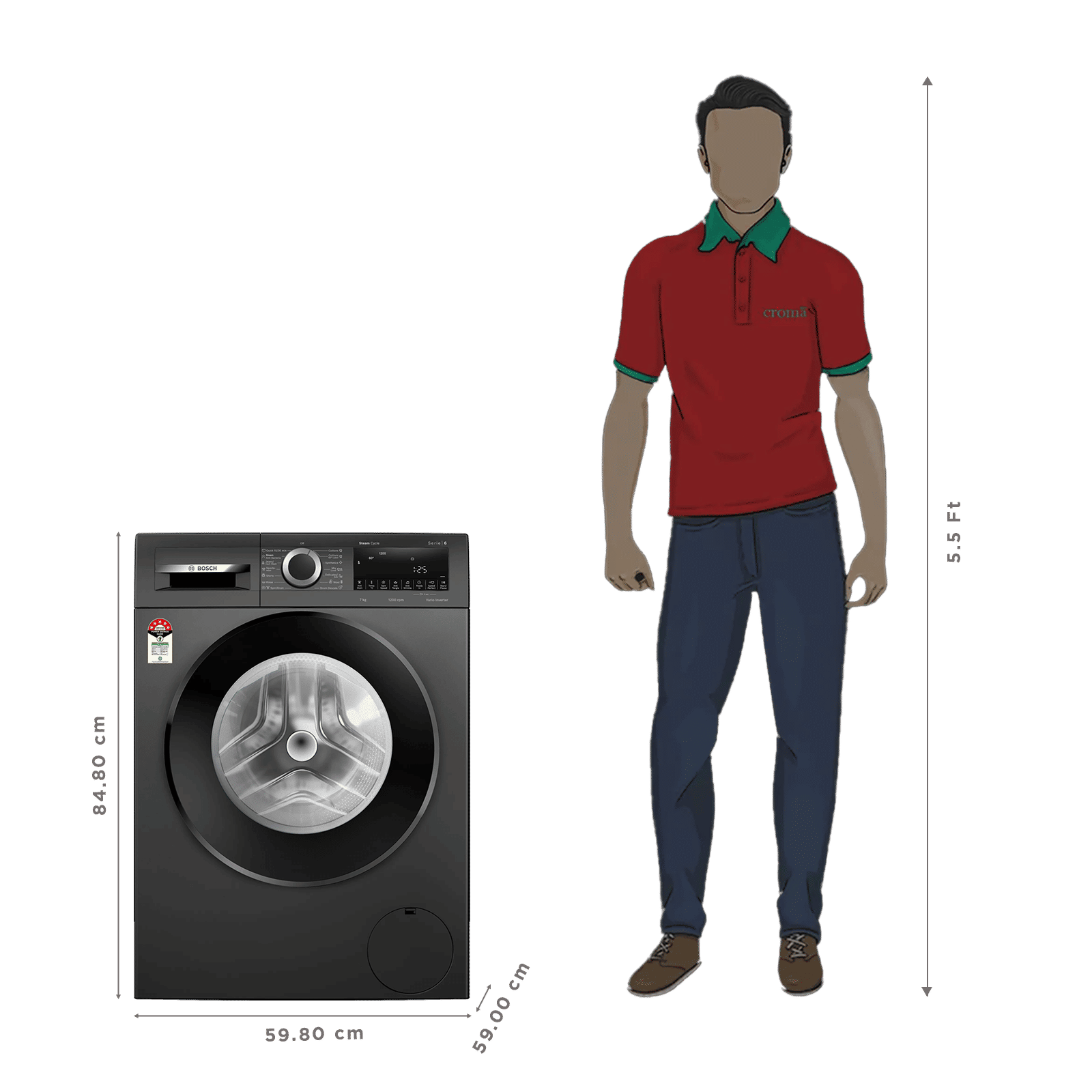 BOSCH 7 kg 5 Star Fully Automatic Front Load Washing Machine (Series 4, WGA12208IN, Anti Stain Program, Black) BOSCH 7 kg 5 Star Fully Automatic Front Load Washing Machine (Series 4, WGA12208IN, Anti Stain Program, Black)_3