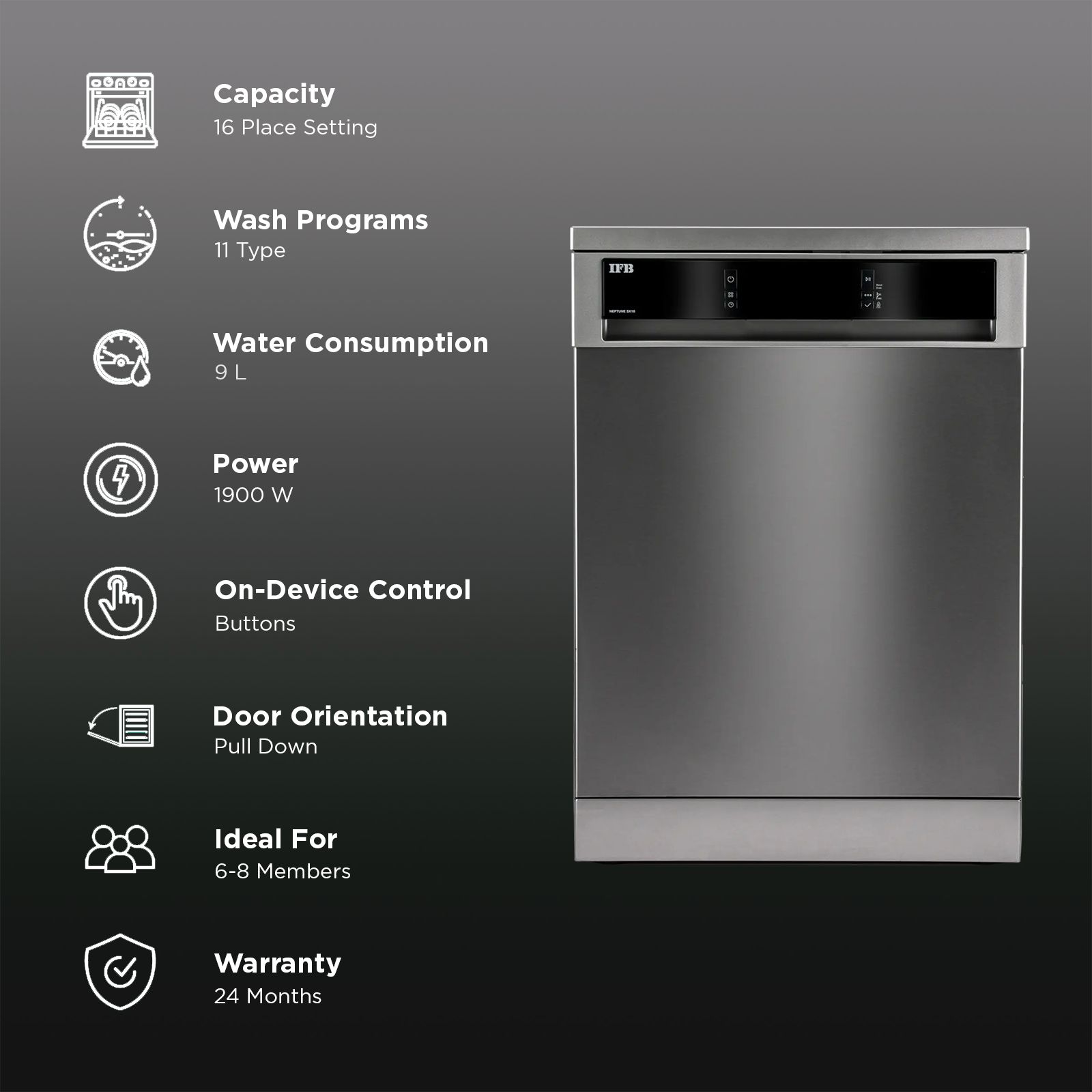 IFB Neptune SX 16 Place Settings Free Standing Dishwasher with Germfree Hygienic Wash (No Pre-rinse Required, Pearl Grey) IFB Neptune SX 16 Place Settings Free Standing Dishwasher with Germfree Hygienic Wash (No Pre-rinse Required, Pearl Grey)_3